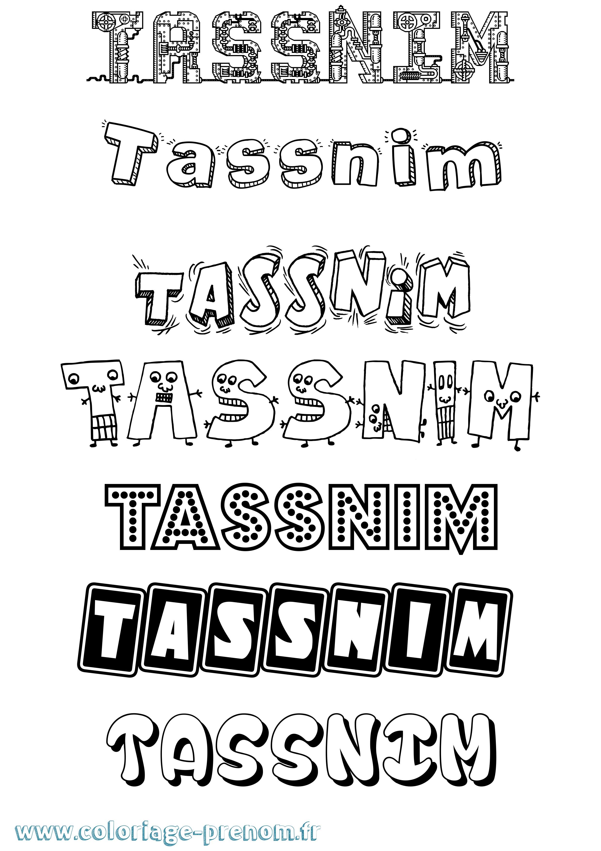 Coloriage Tassnim Fun Coloriage prénom Tassnim Fun