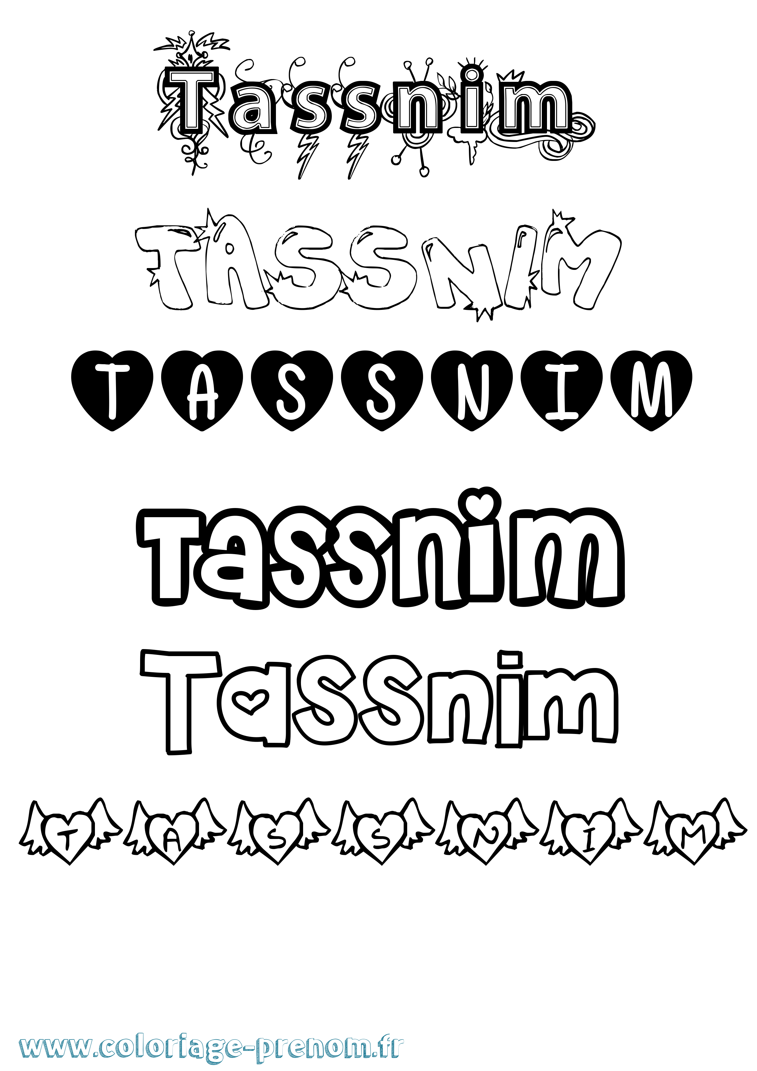 Coloriage Tassnim Girly Coloriage prénom Tassnim Girly
