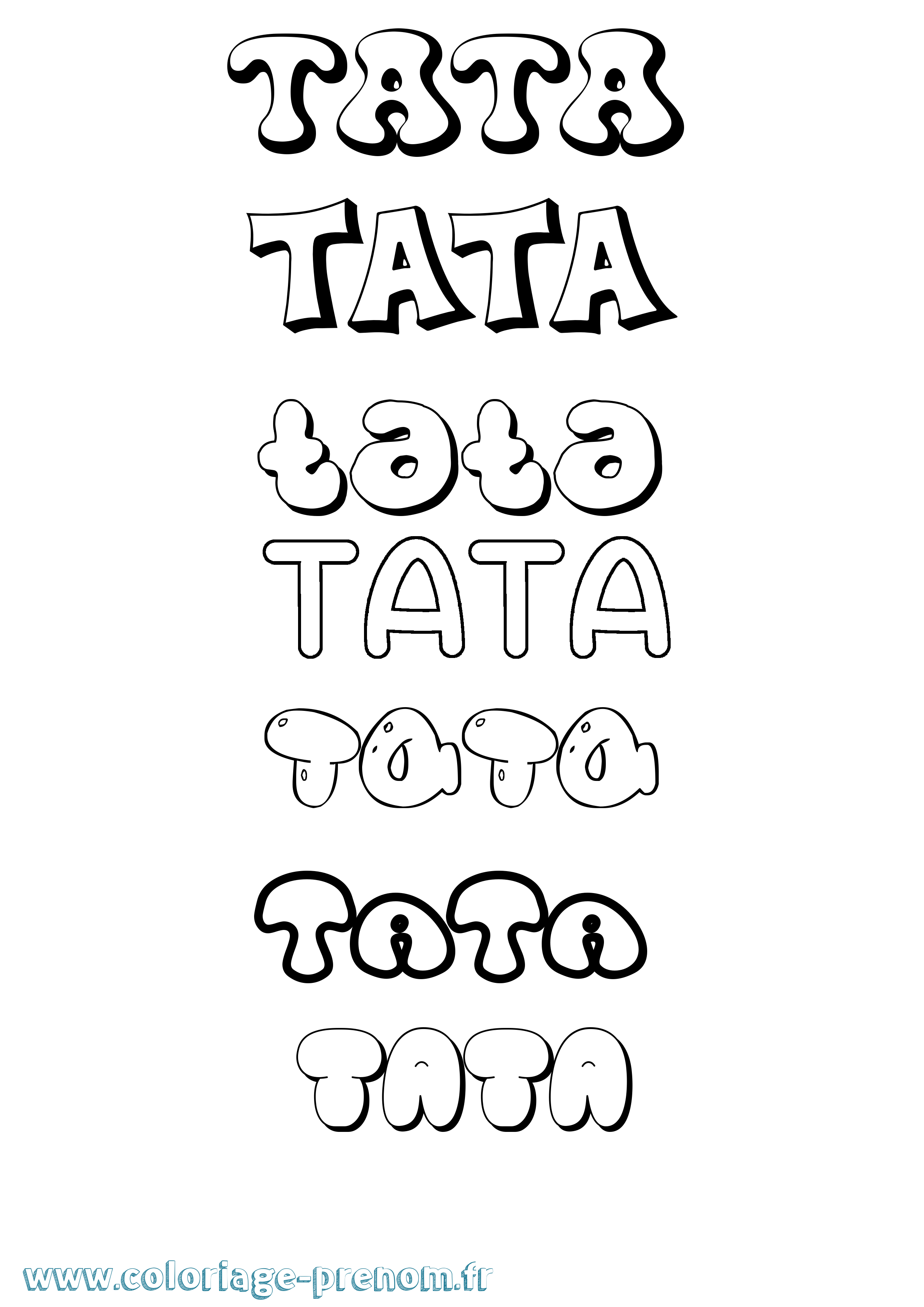 Coloriage prénom Tata Bubble