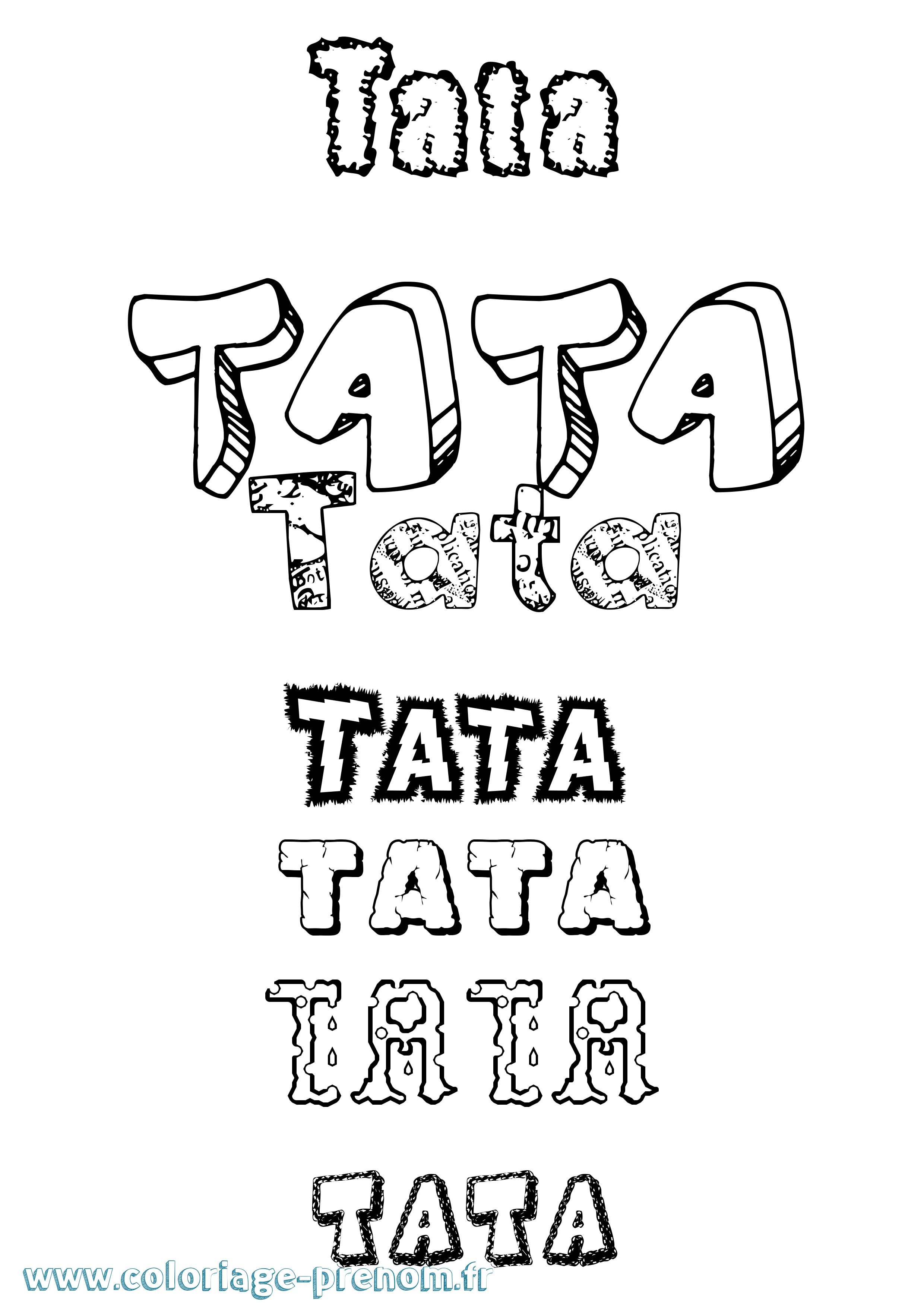 Coloriage prénom Tata Destructuré