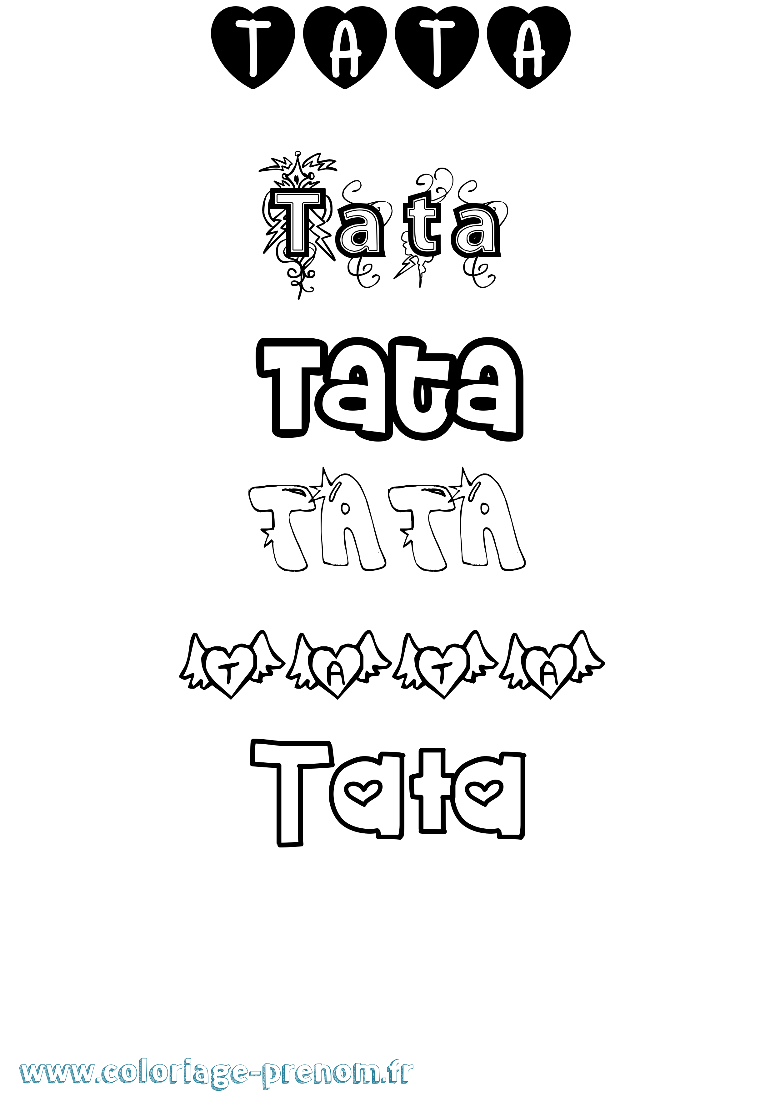 Coloriage prénom Tata Girly