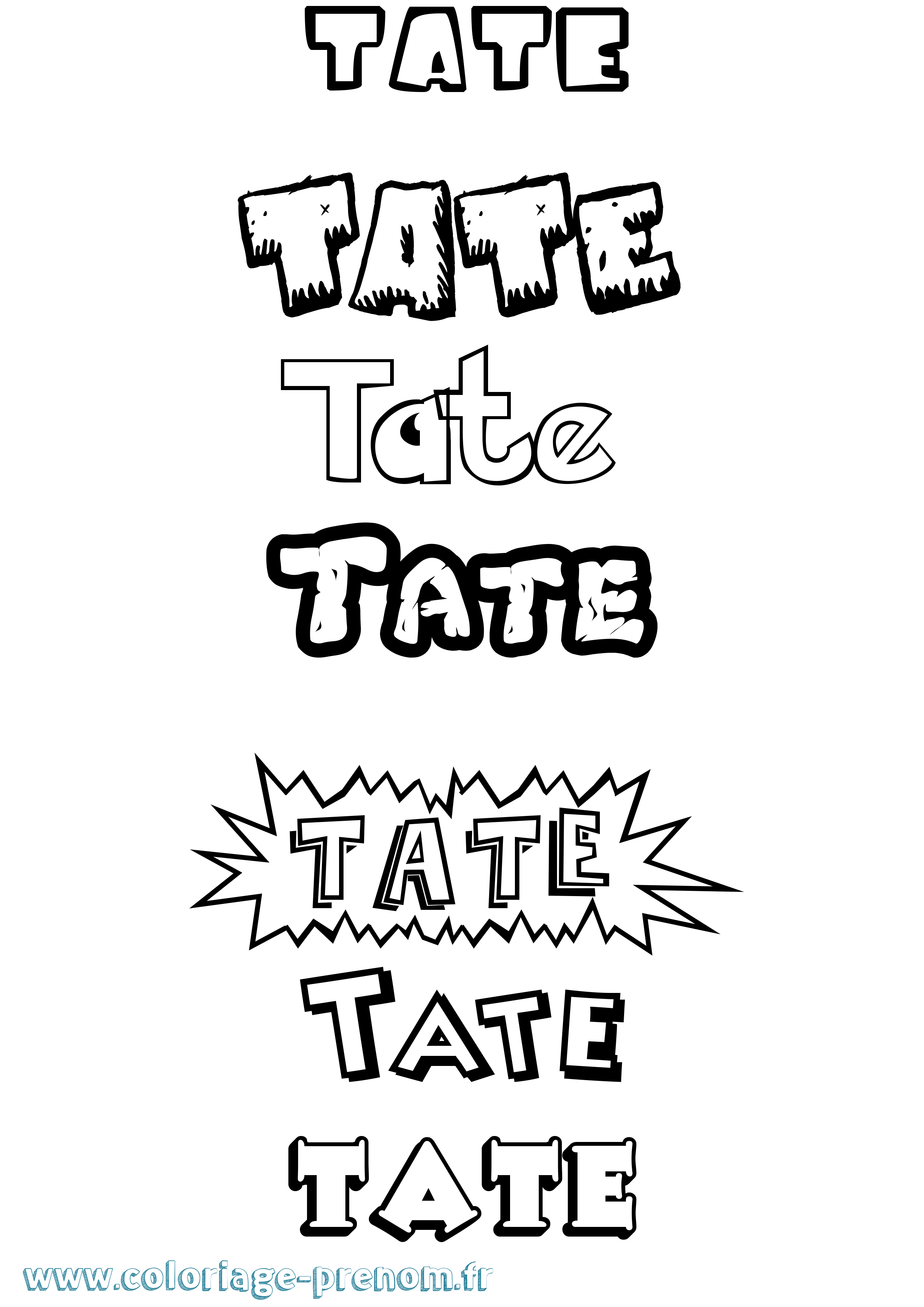 Coloriage prénom Tate Dessin Animé