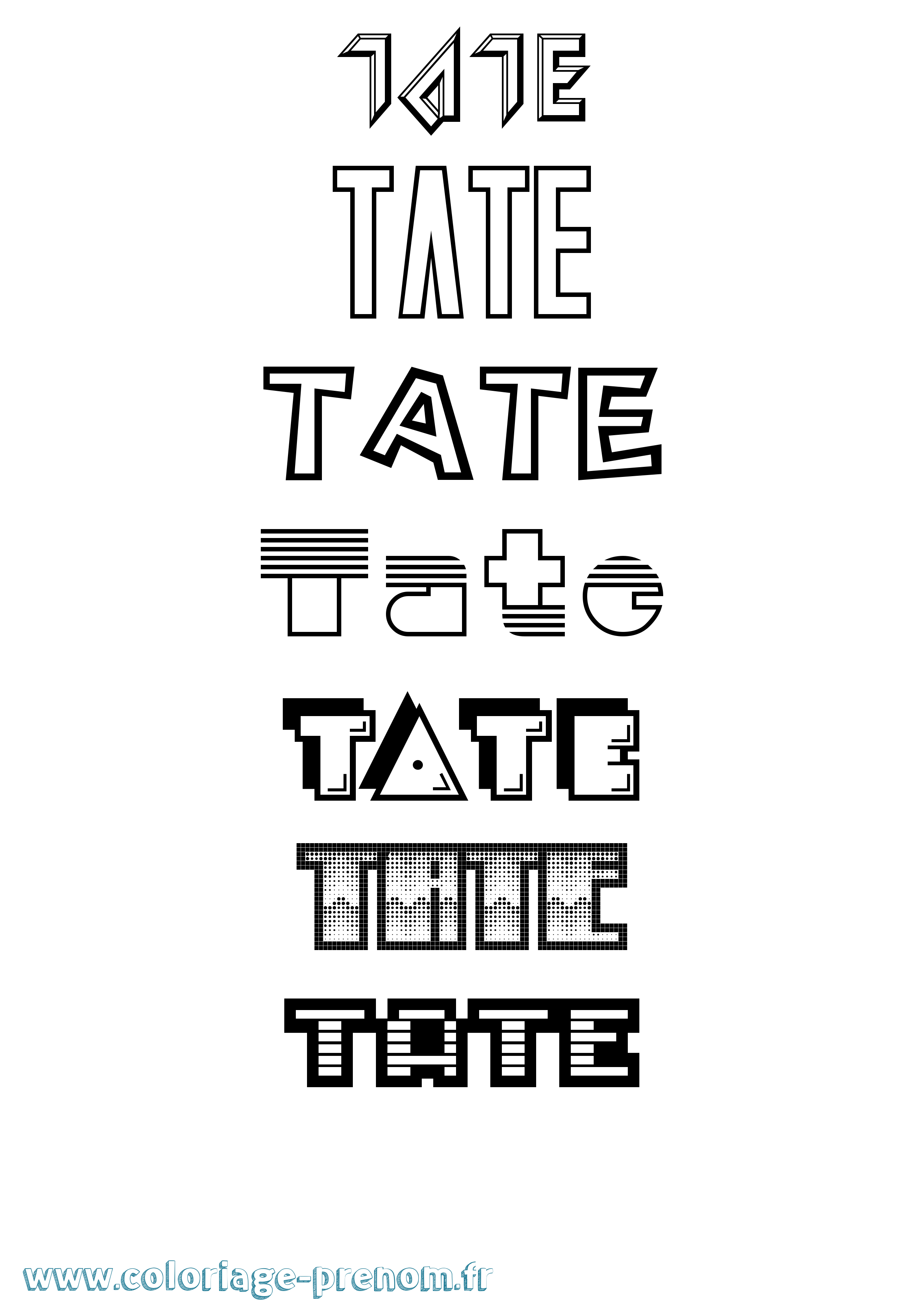 Coloriage prénom Tate Jeux Vidéos