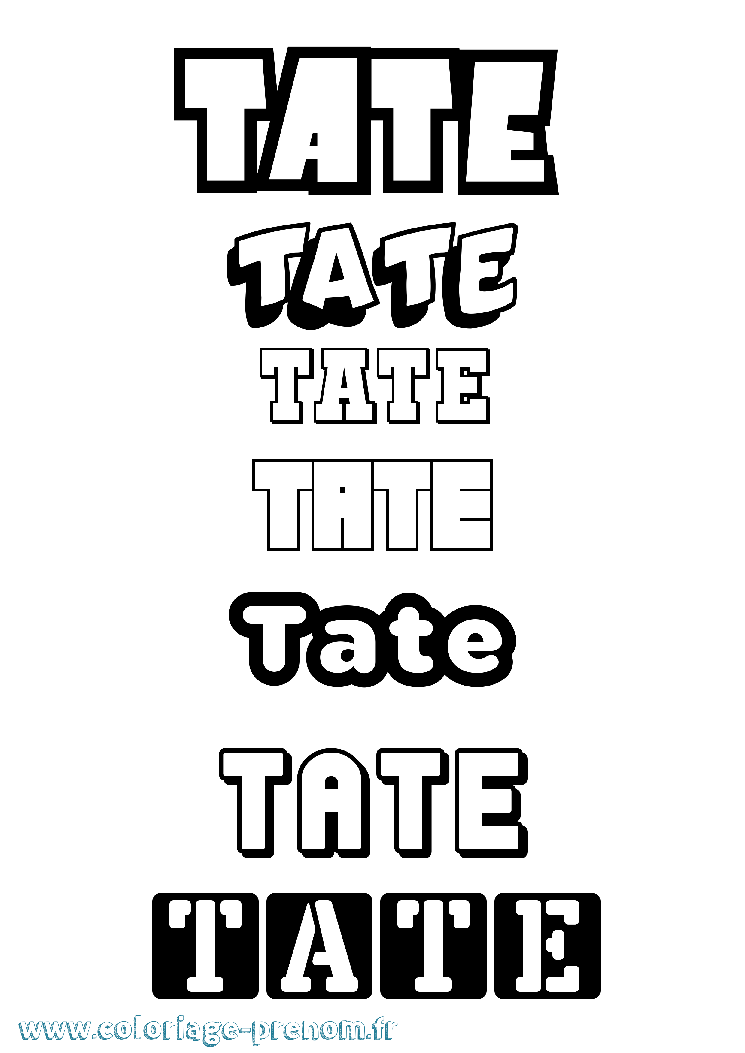 Coloriage prénom Tate Simple