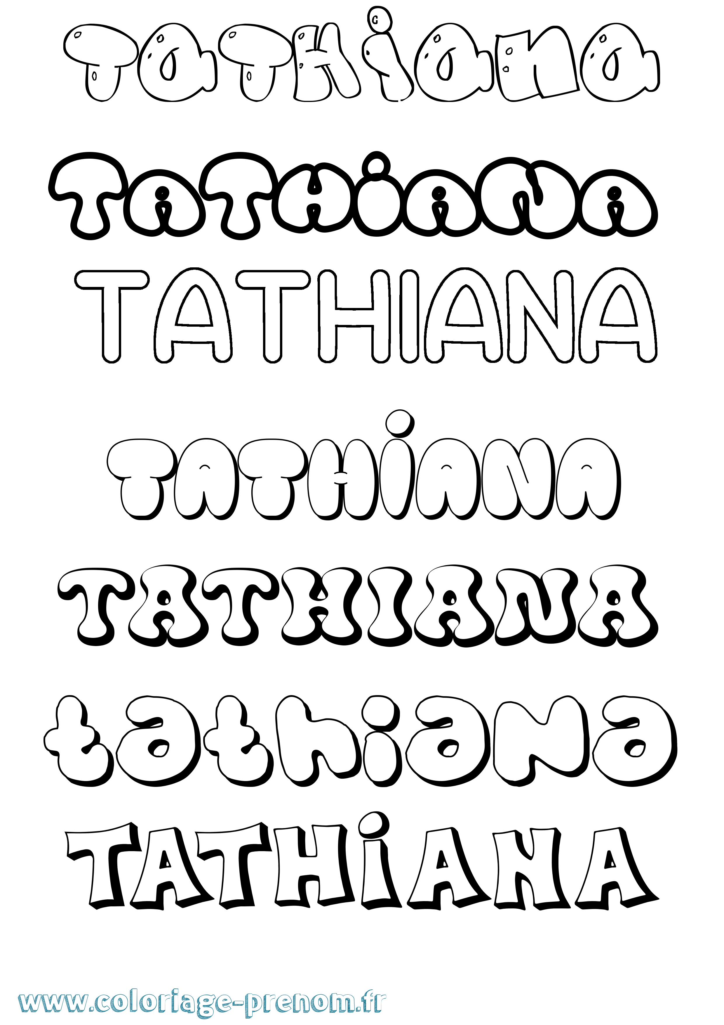 Coloriage prénom Tathiana Bubble
