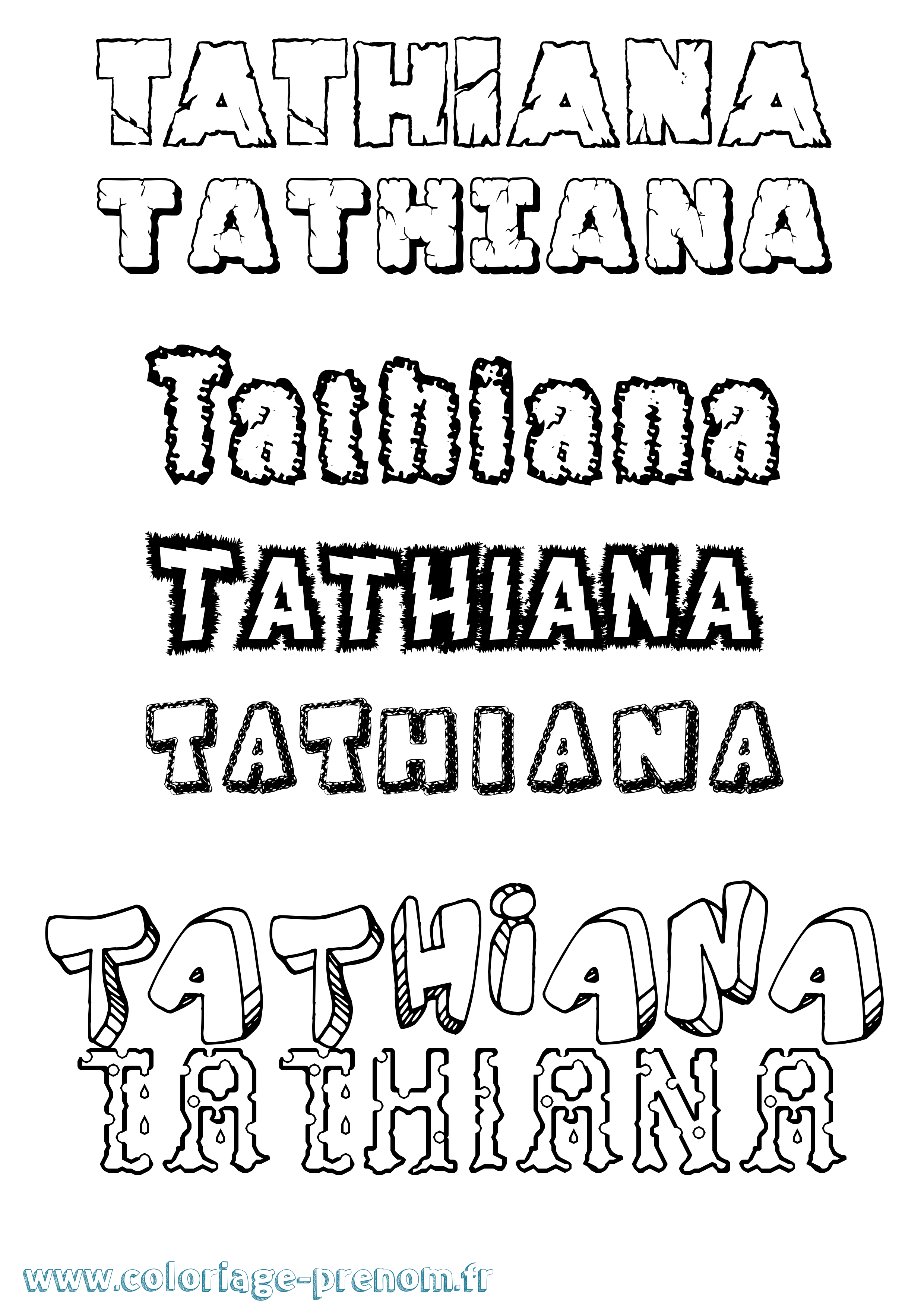 Coloriage prénom Tathiana Destructuré