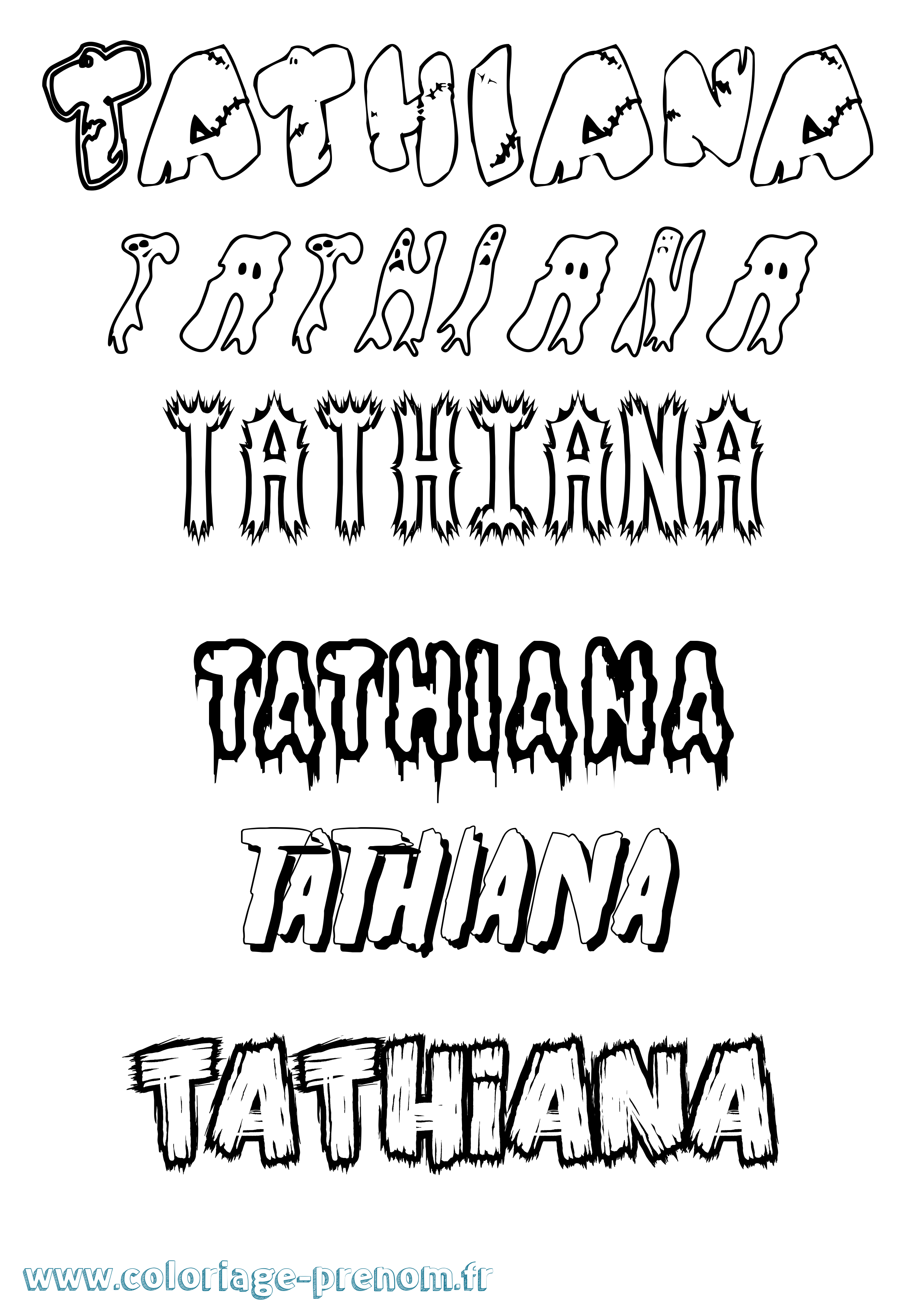 Coloriage prénom Tathiana Frisson