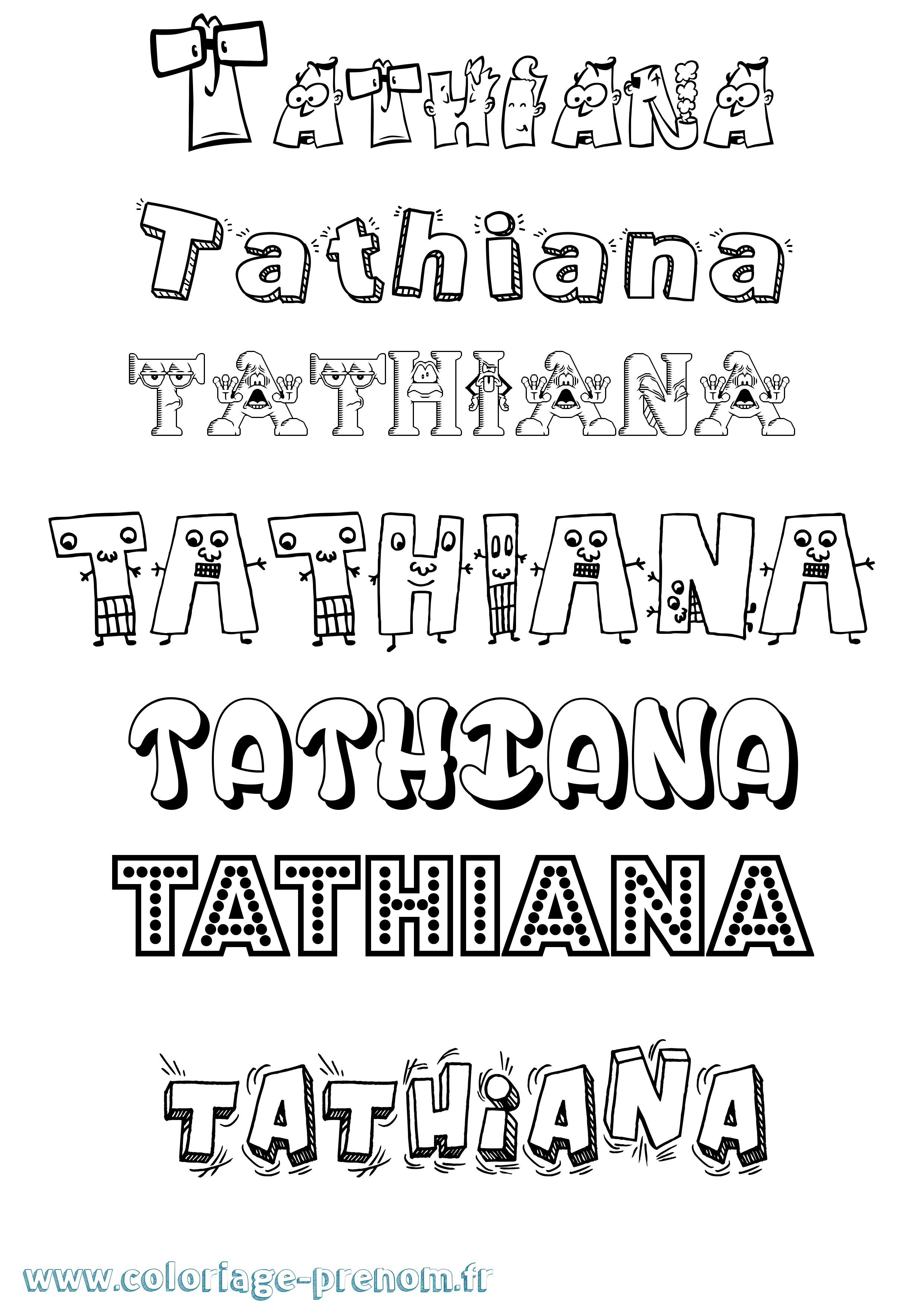 Coloriage prénom Tathiana Fun
