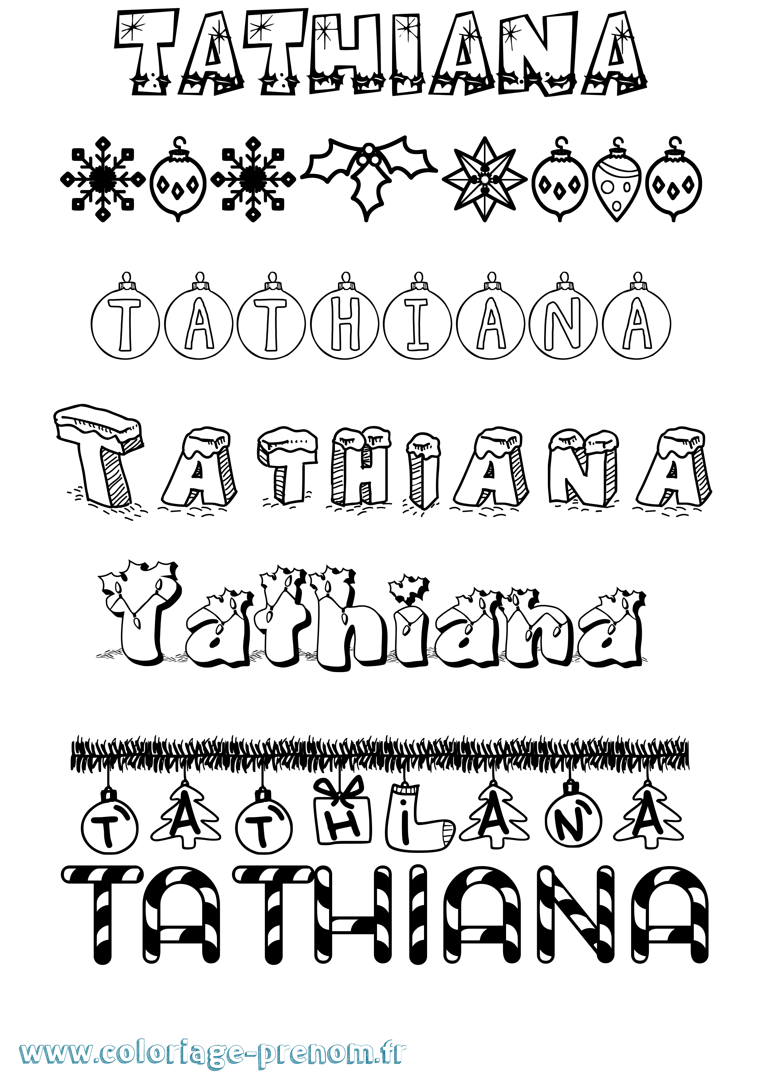 Coloriage prénom Tathiana Noël