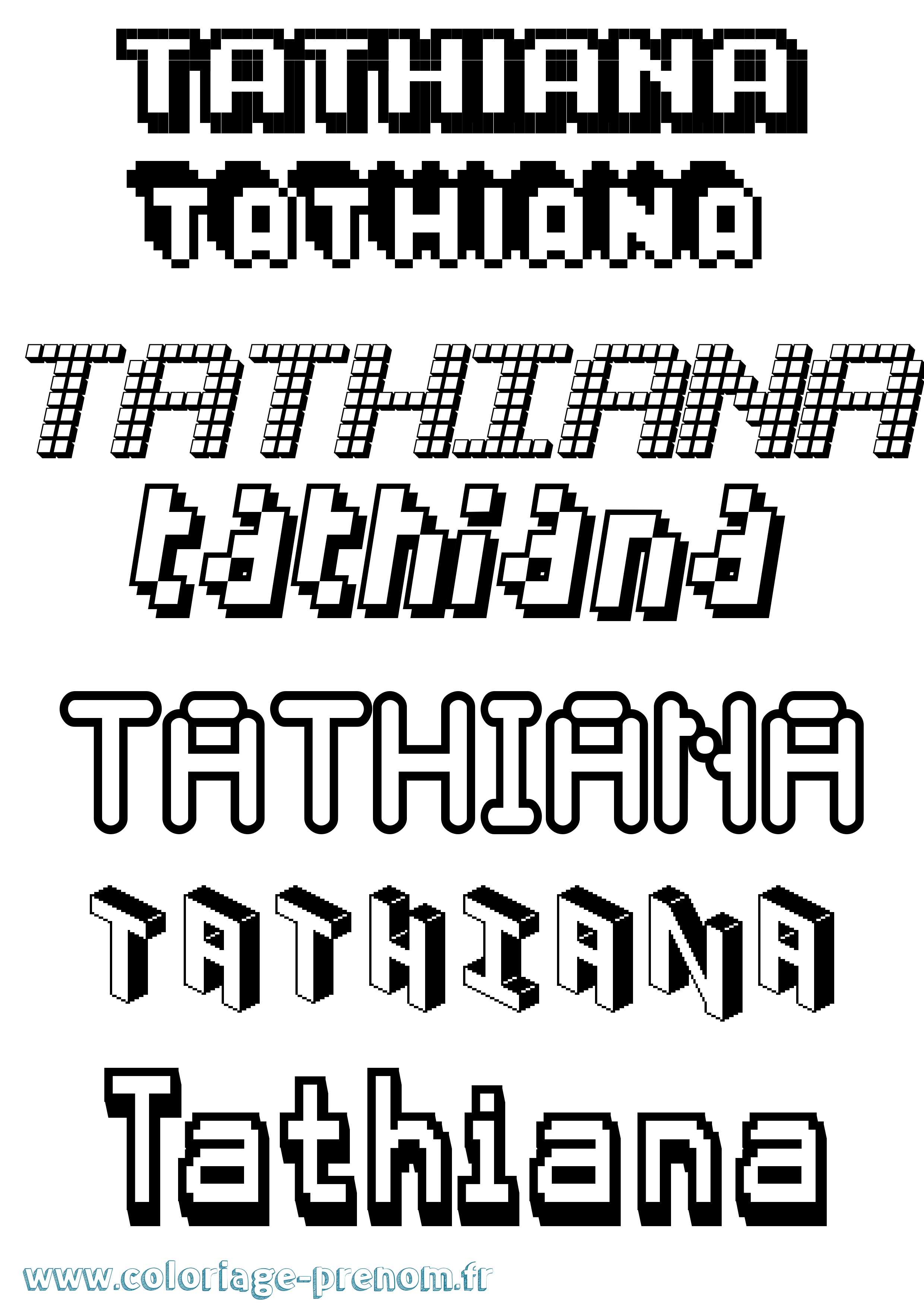Coloriage prénom Tathiana Pixel