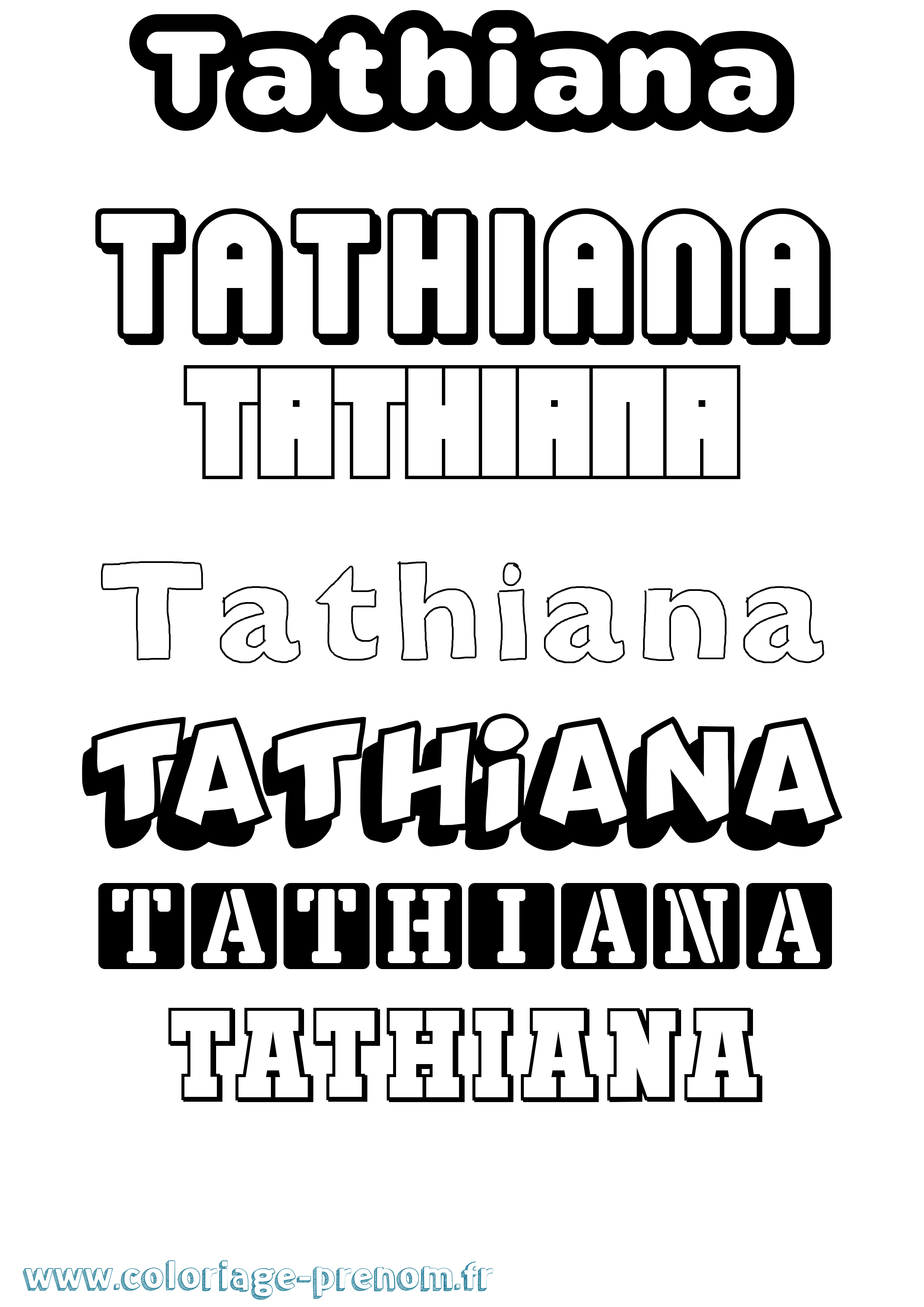 Coloriage prénom Tathiana Simple