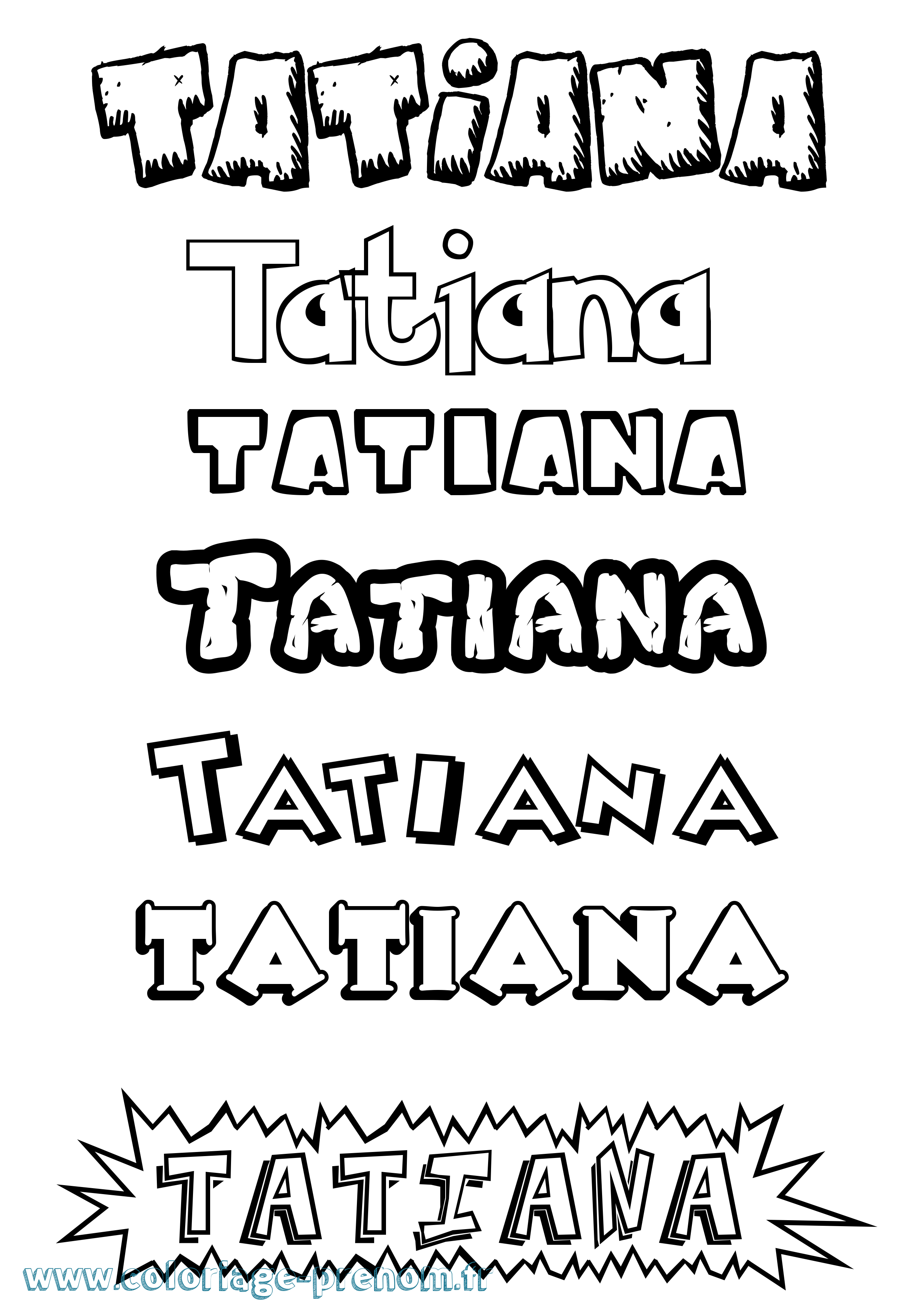 Coloriage prénom Tatiana Dessin Animé