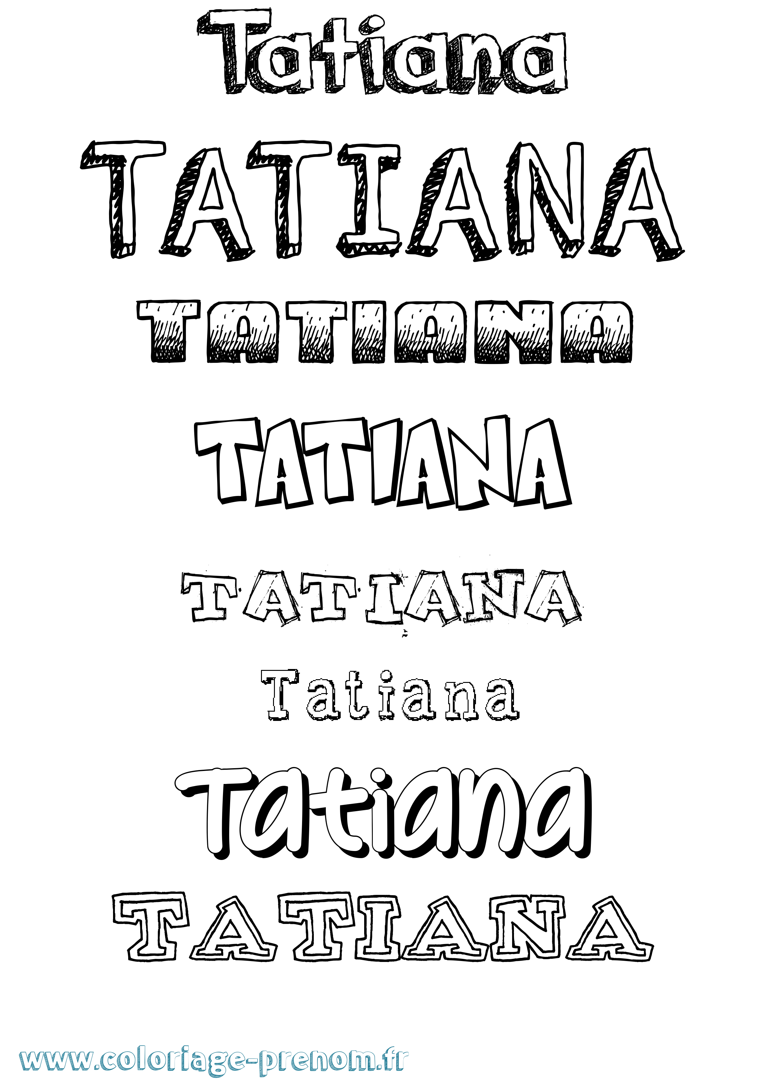Coloriage prénom Tatiana Dessiné