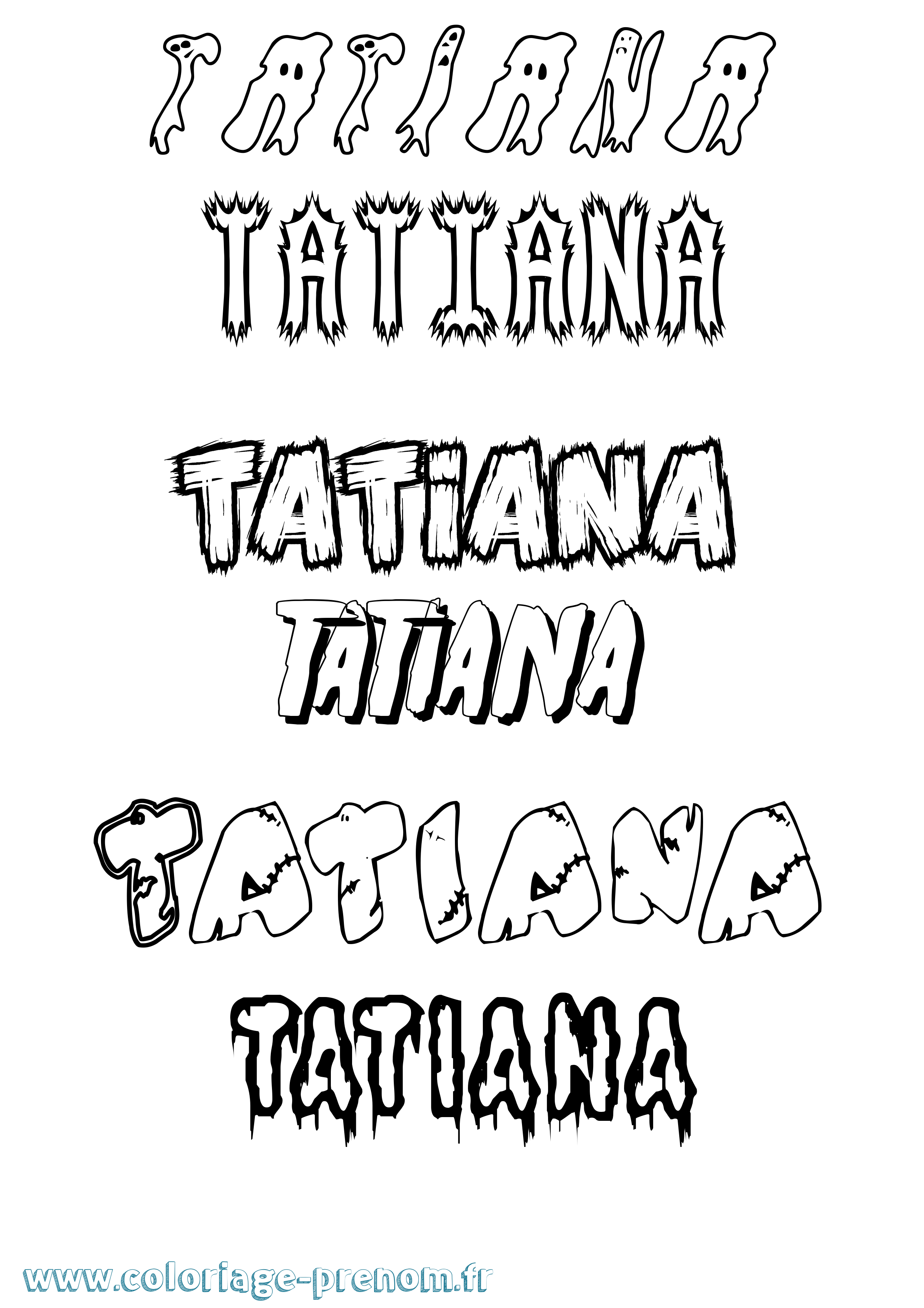 Coloriage prénom Tatiana Frisson
