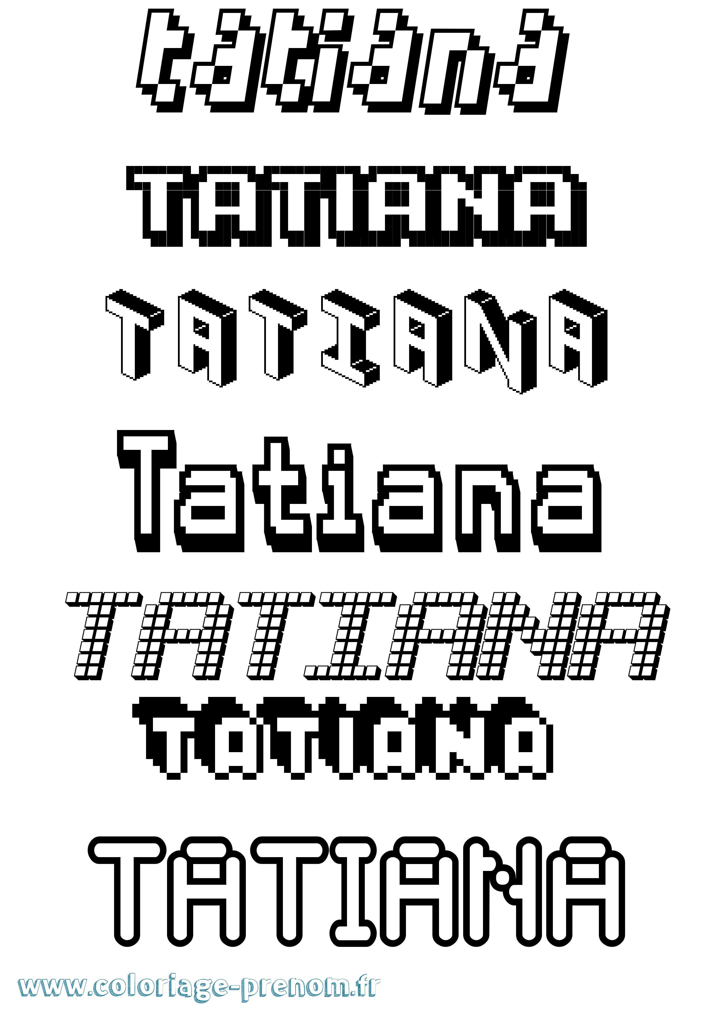 Coloriage prénom Tatiana Pixel