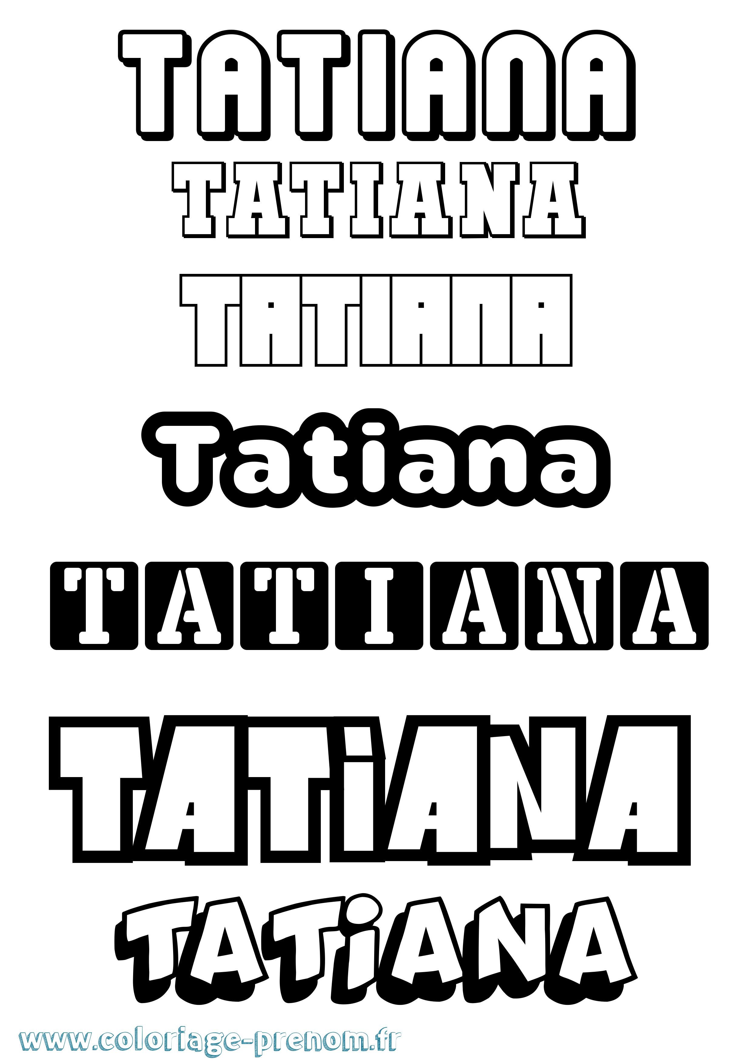Coloriage prénom Tatiana Simple