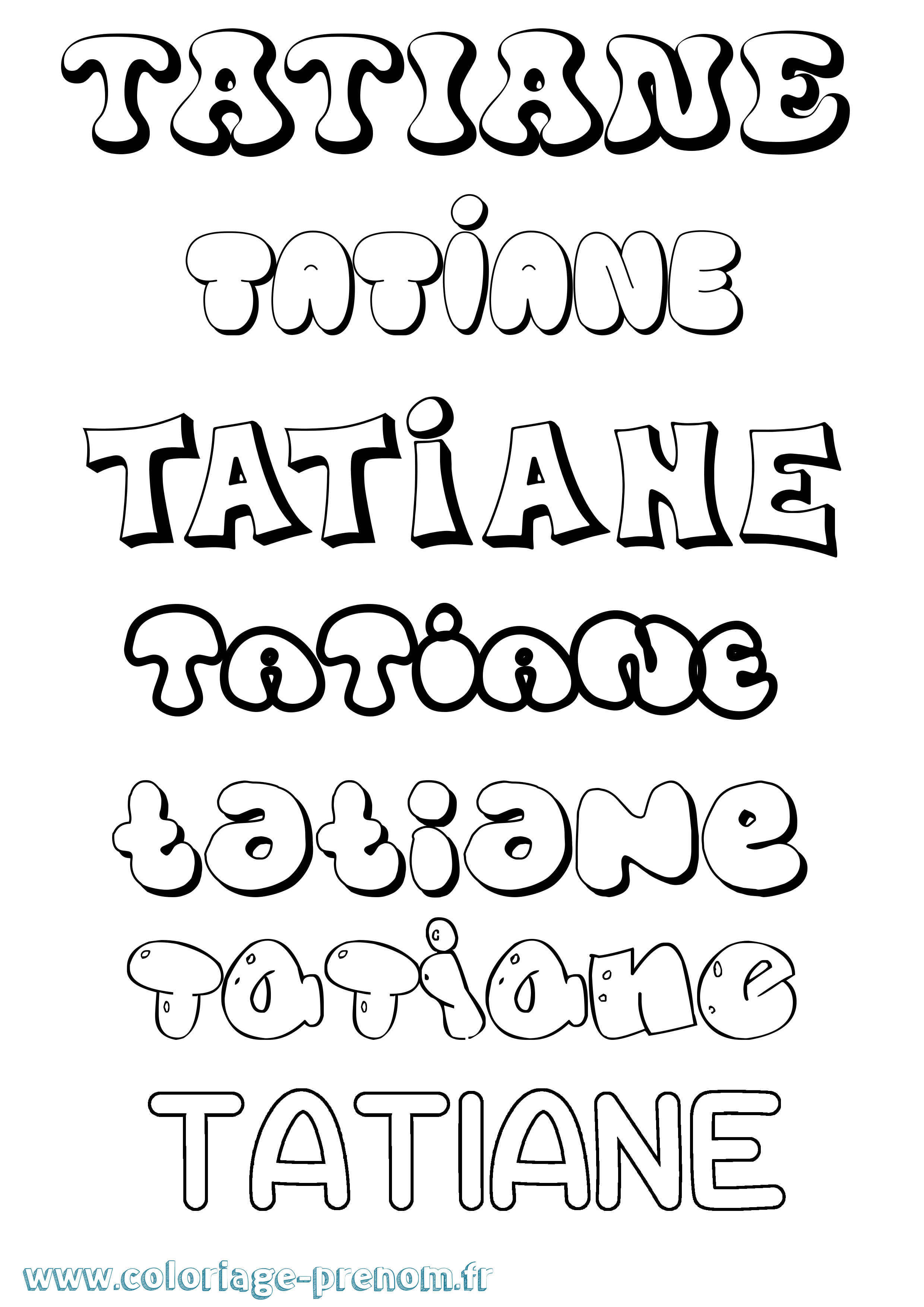 Coloriage prénom Tatiane Bubble
