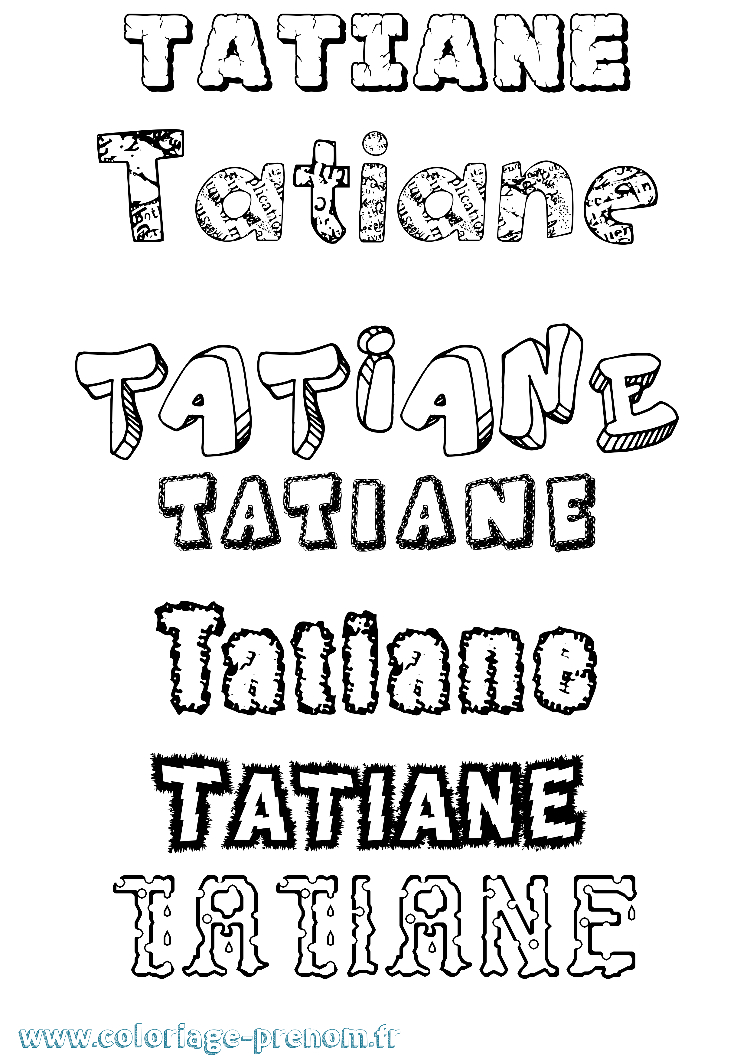 Coloriage prénom Tatiane Destructuré