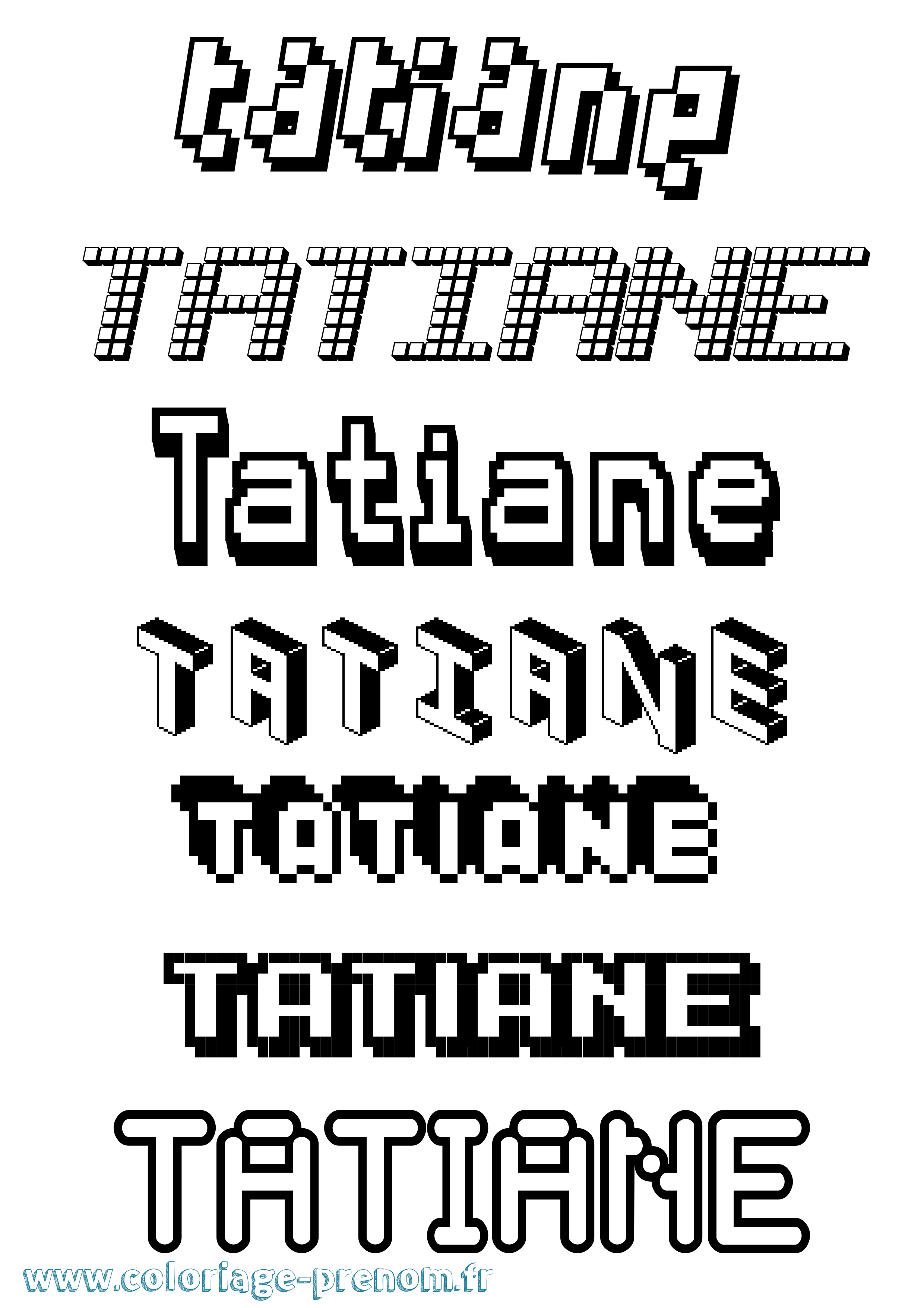 Coloriage prénom Tatiane Pixel