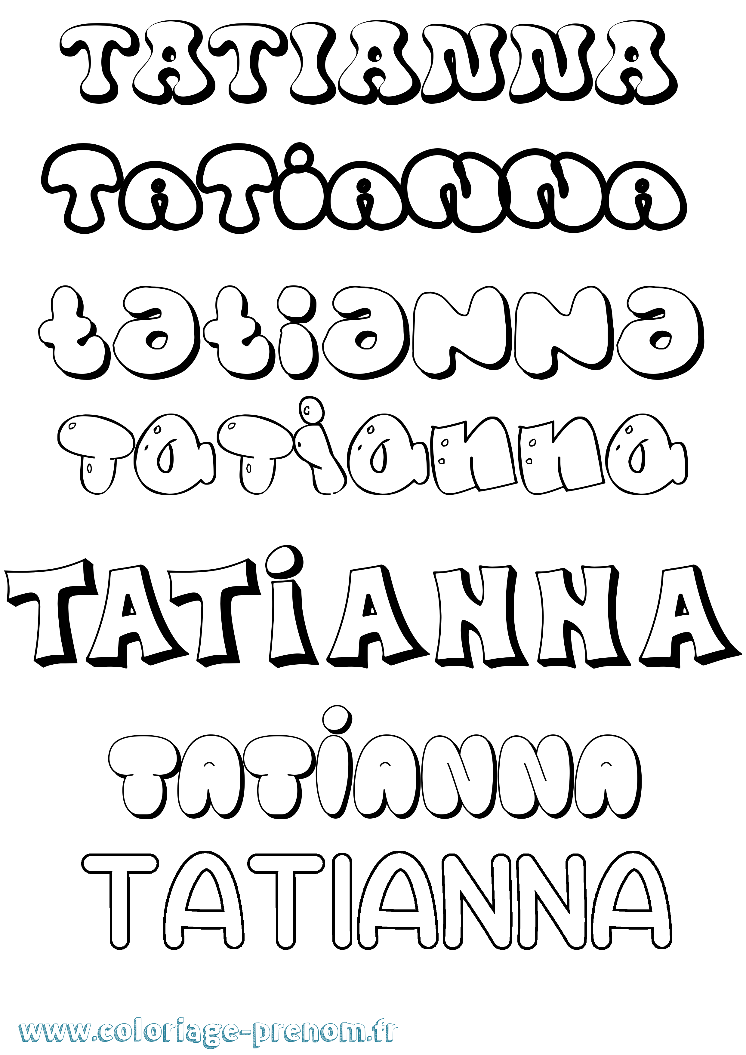 Coloriage Tatianna Bubble Coloriage prénom Tatianna Bubble