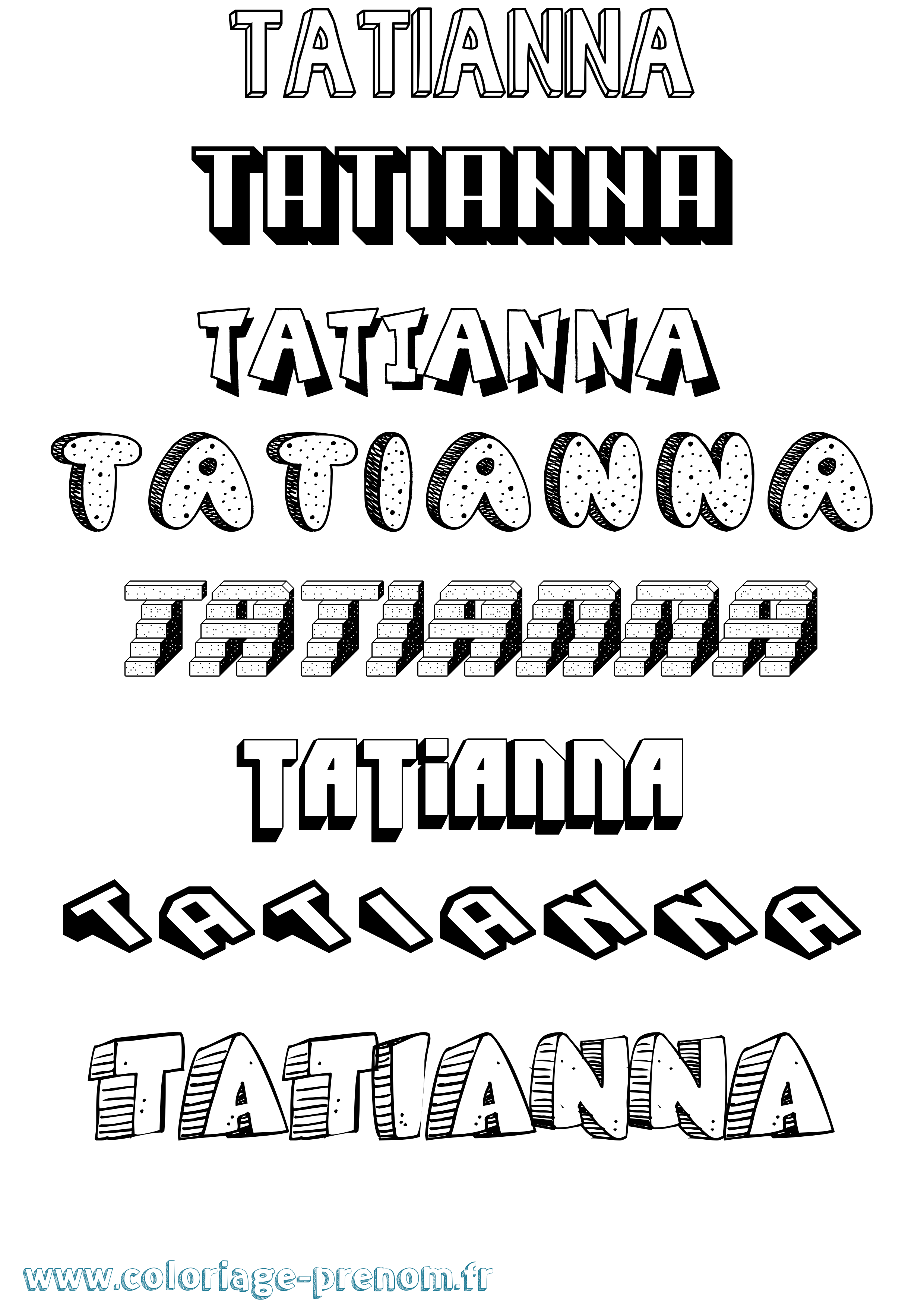 Coloriage Tatianna Effet 3D Coloriage prénom Tatianna Effet 3D