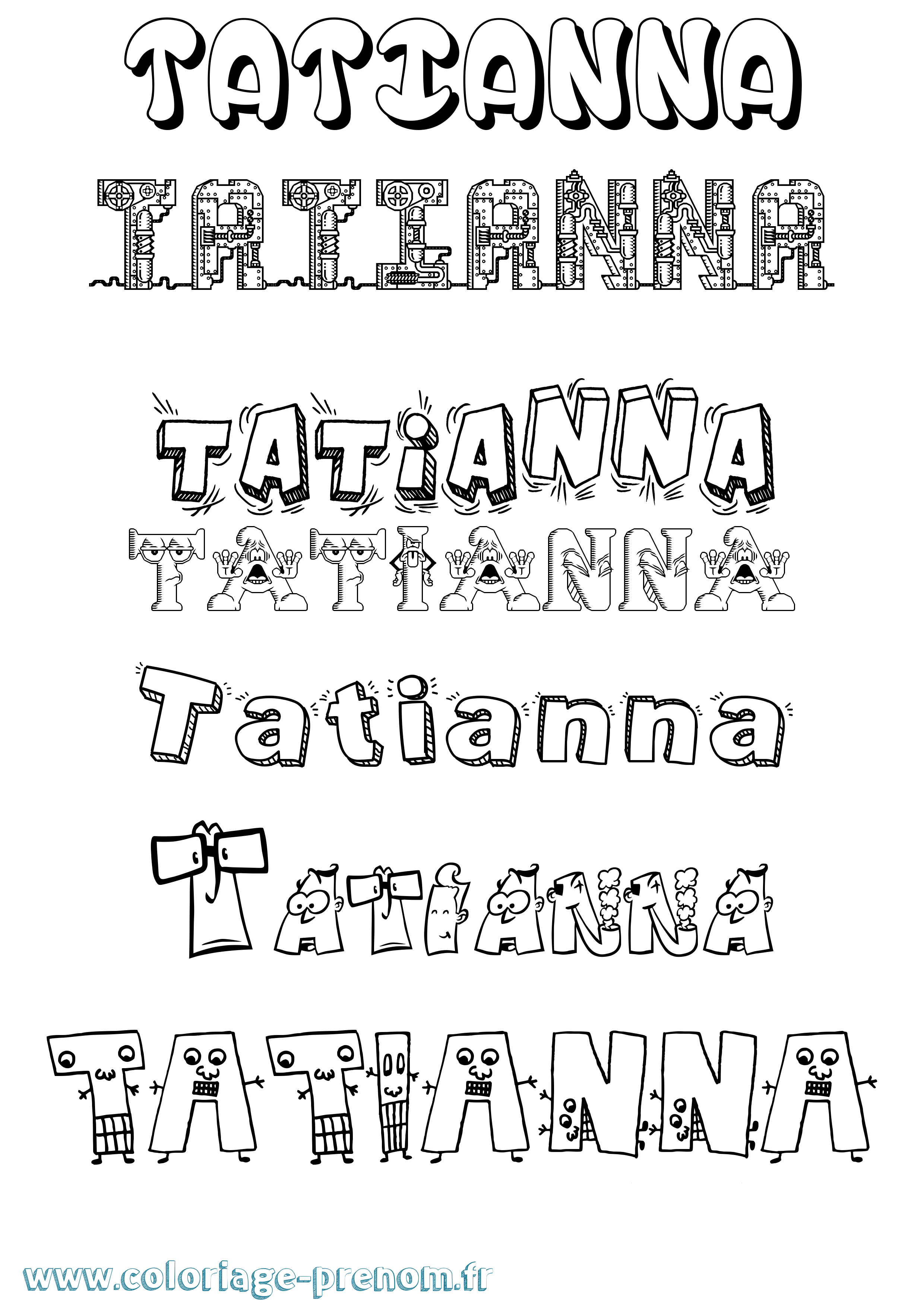 Coloriage prénom Tatianna Fun