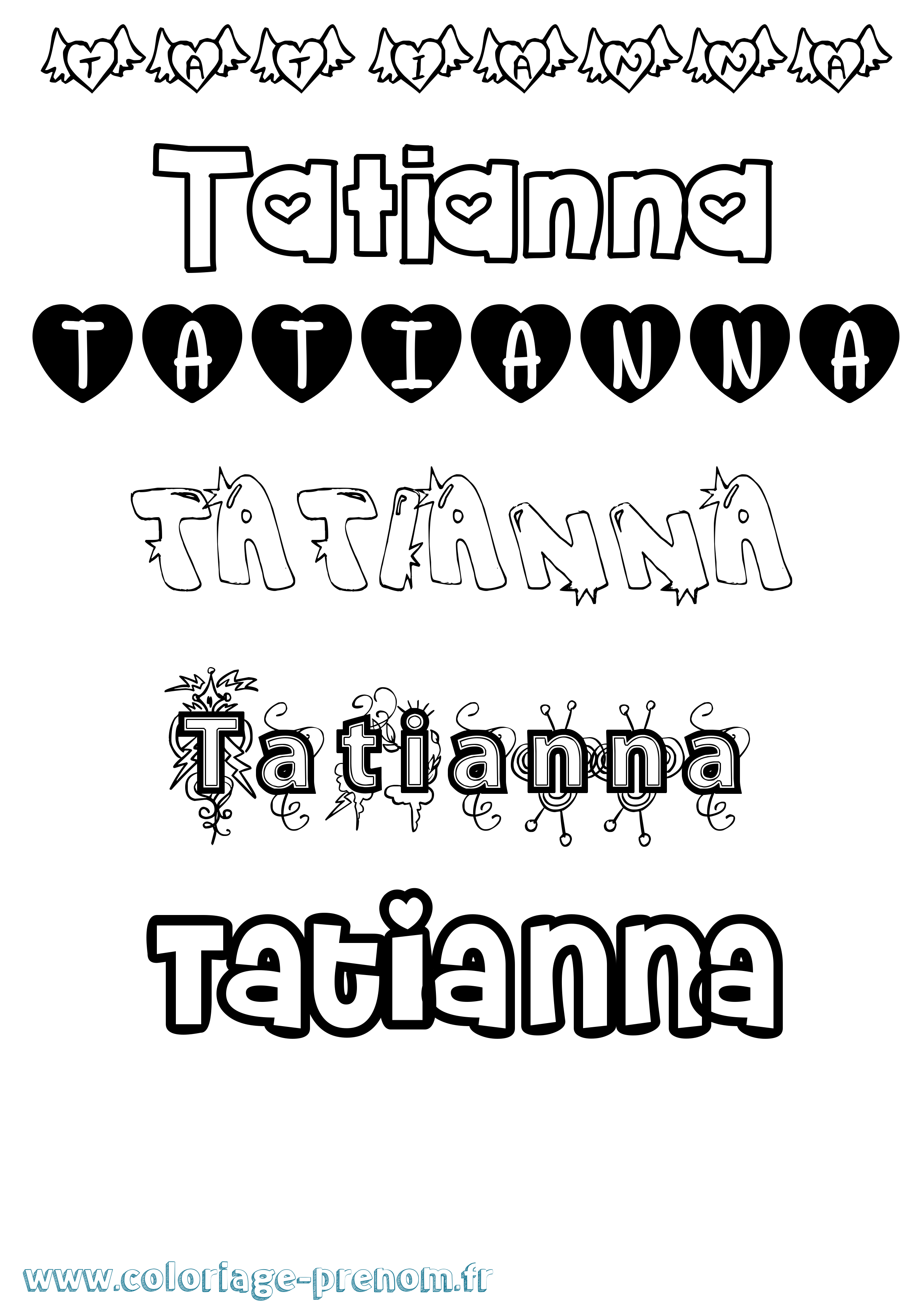 Coloriage Tatianna Girly Coloriage prénom Tatianna Girly