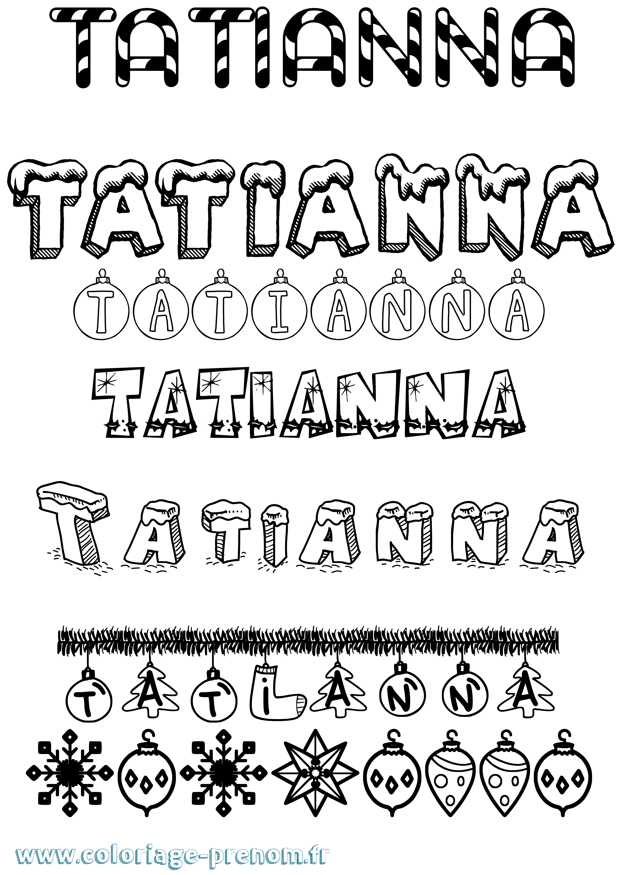 Coloriage Tatianna Noël Coloriage prénom Tatianna Noël
