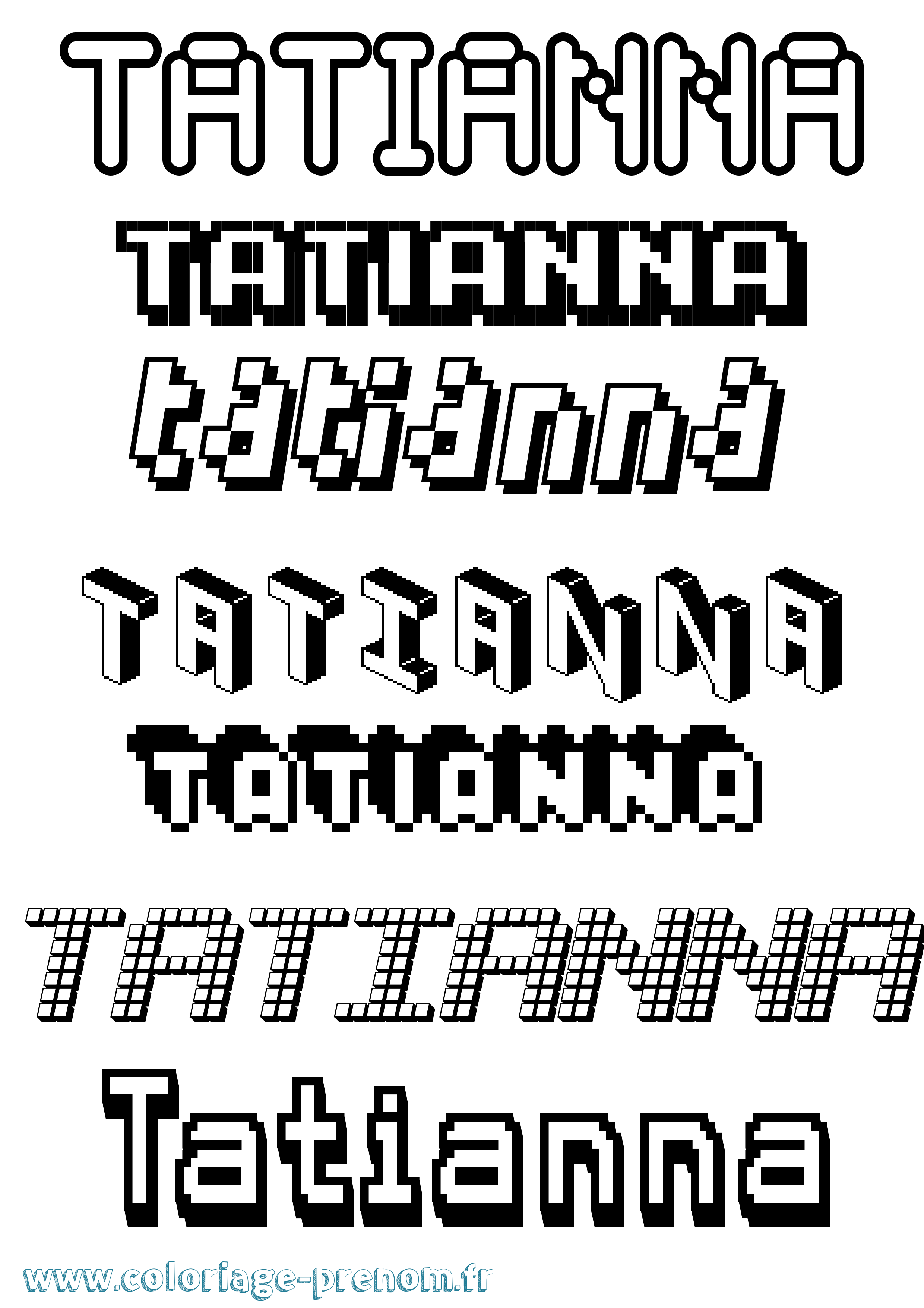 Coloriage prénom Tatianna Pixel