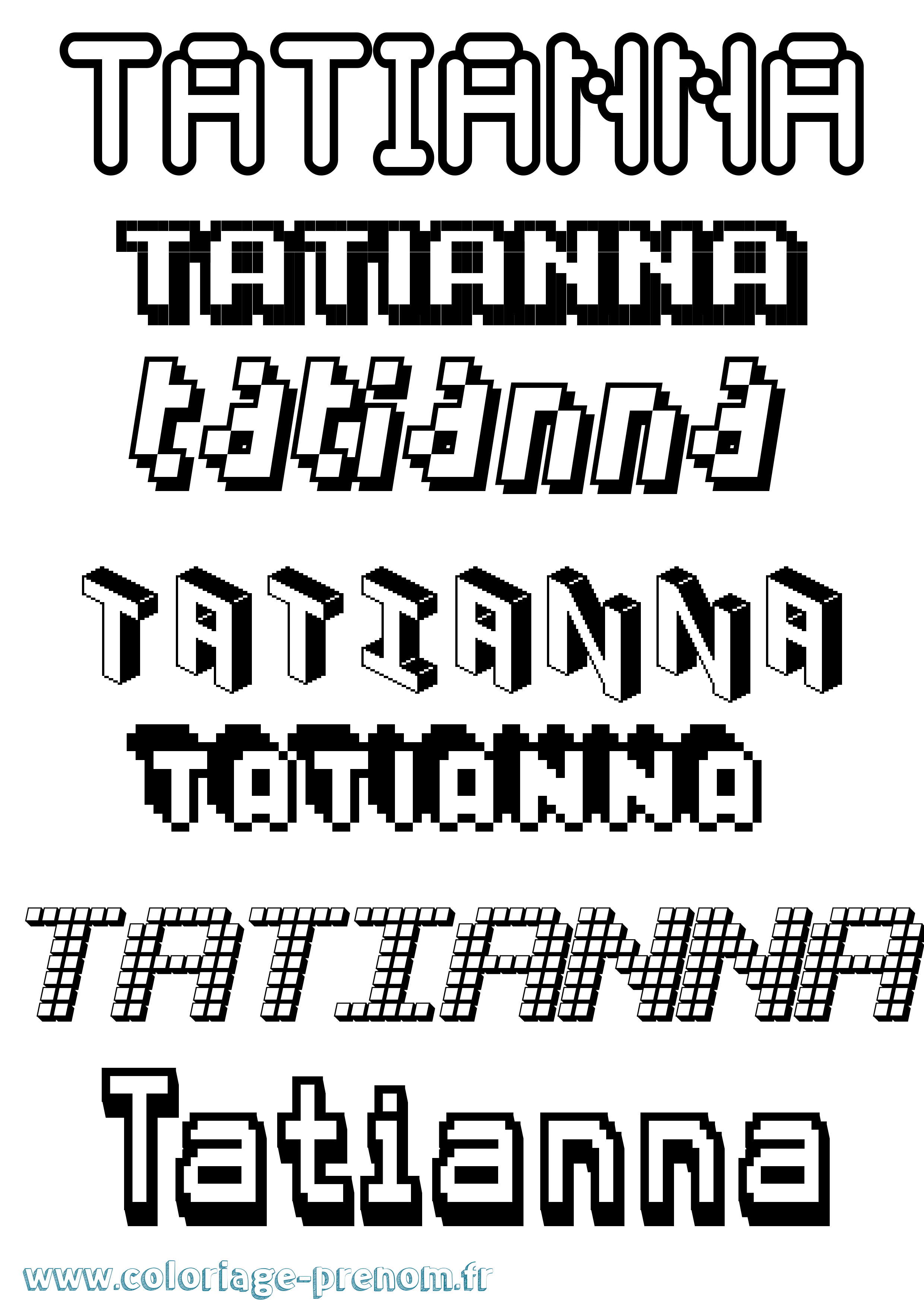 Coloriage Tatianna Pixel Coloriage prénom Tatianna Pixel