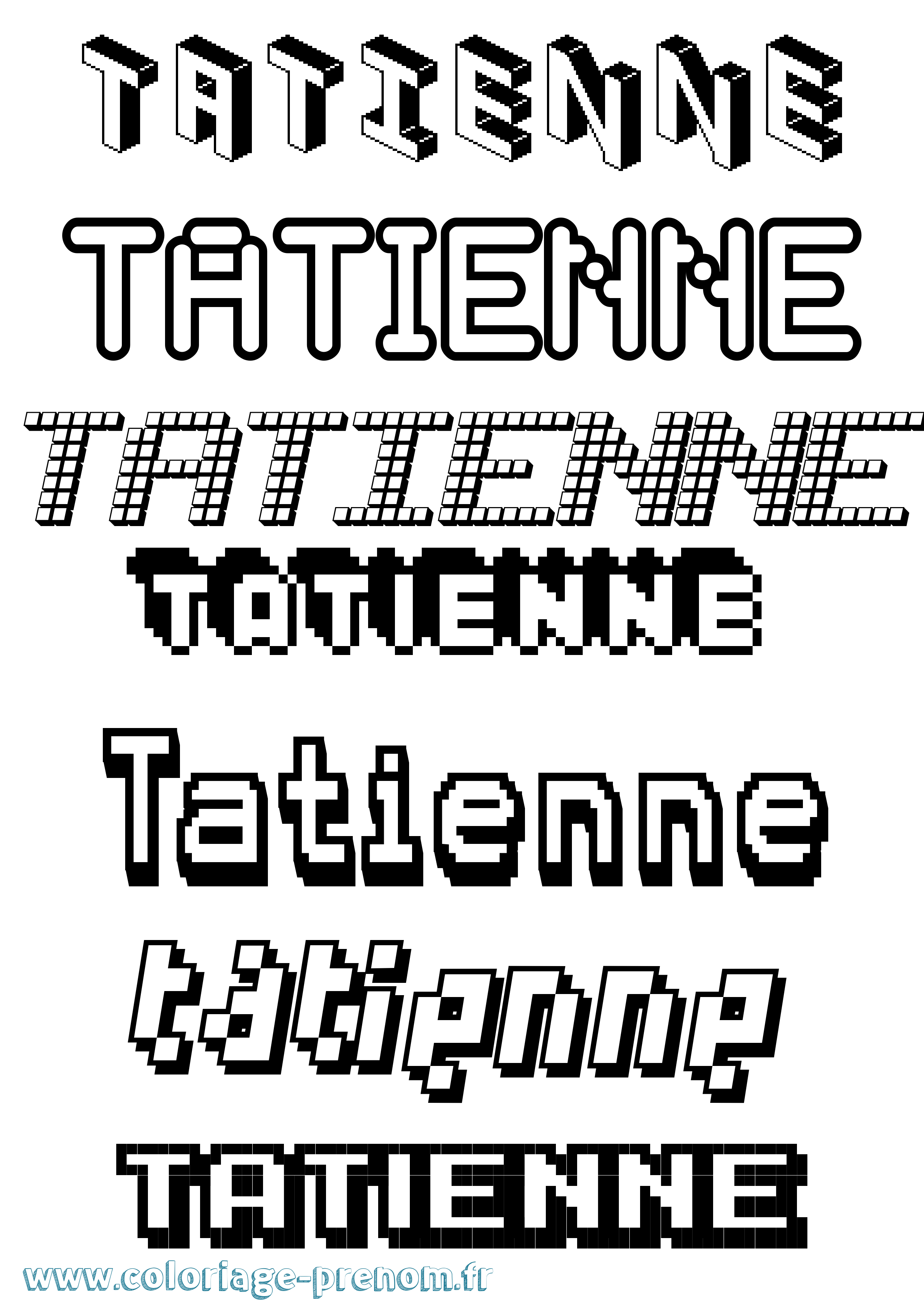 Coloriage prénom Tatienne Pixel
