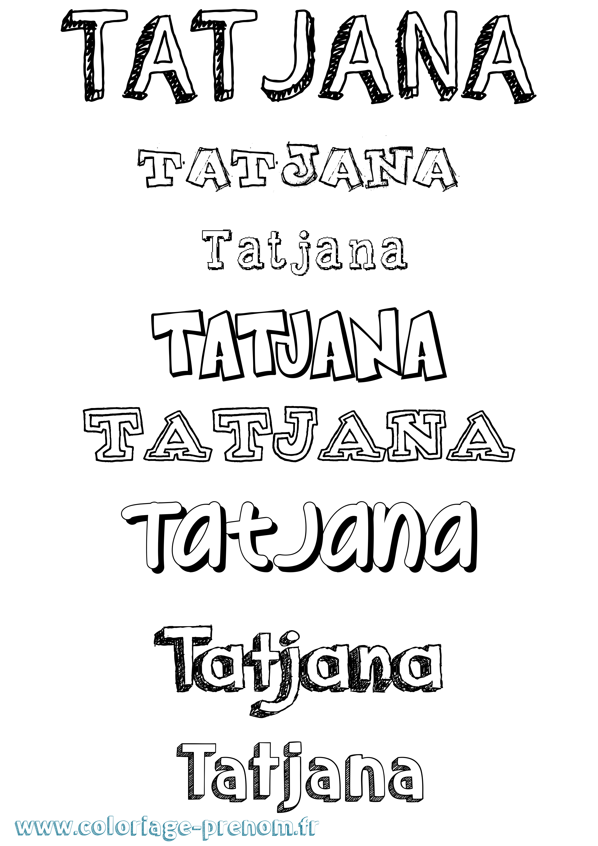 Coloriage prénom Tatjana Dessiné