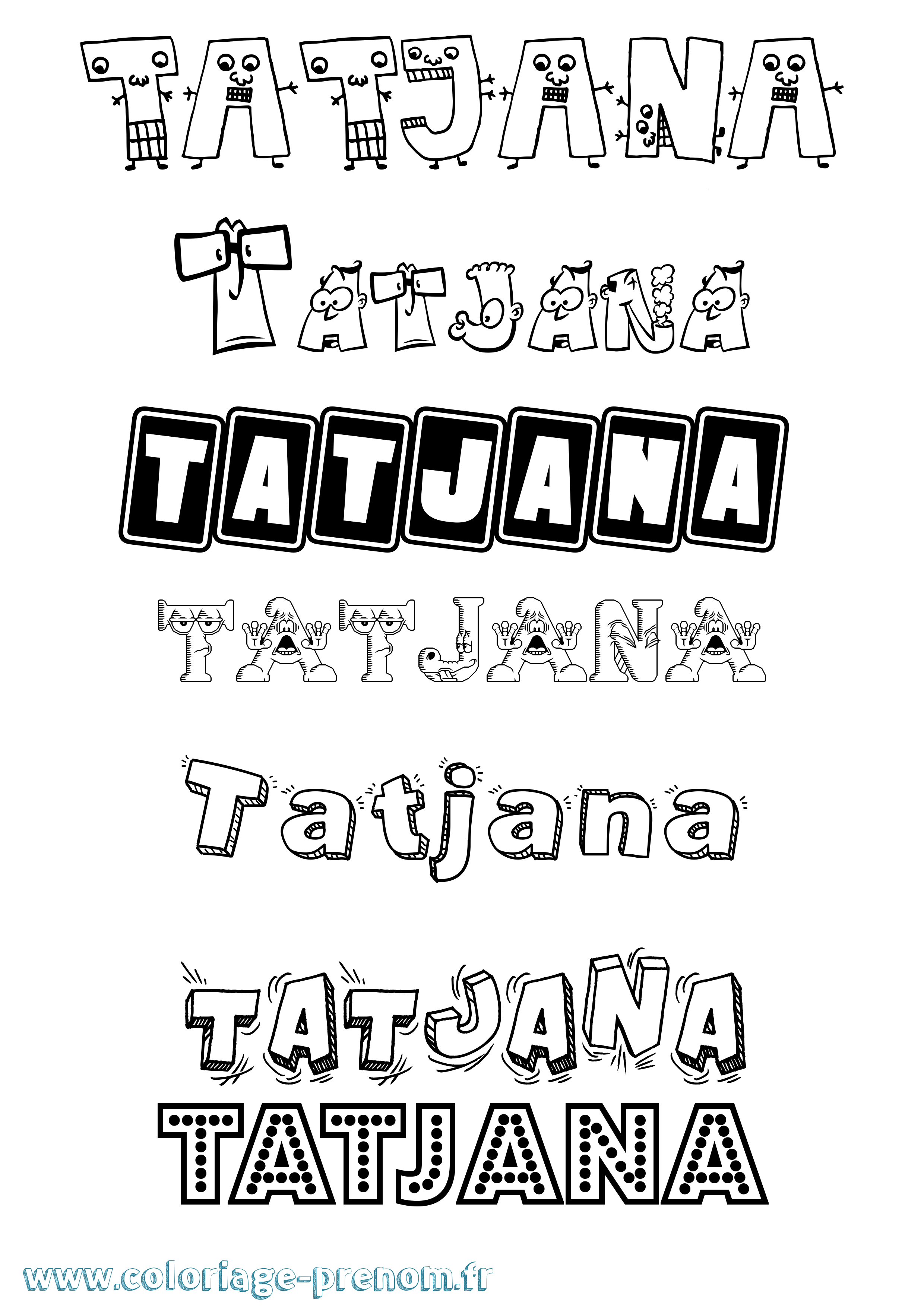 Coloriage prénom Tatjana Fun