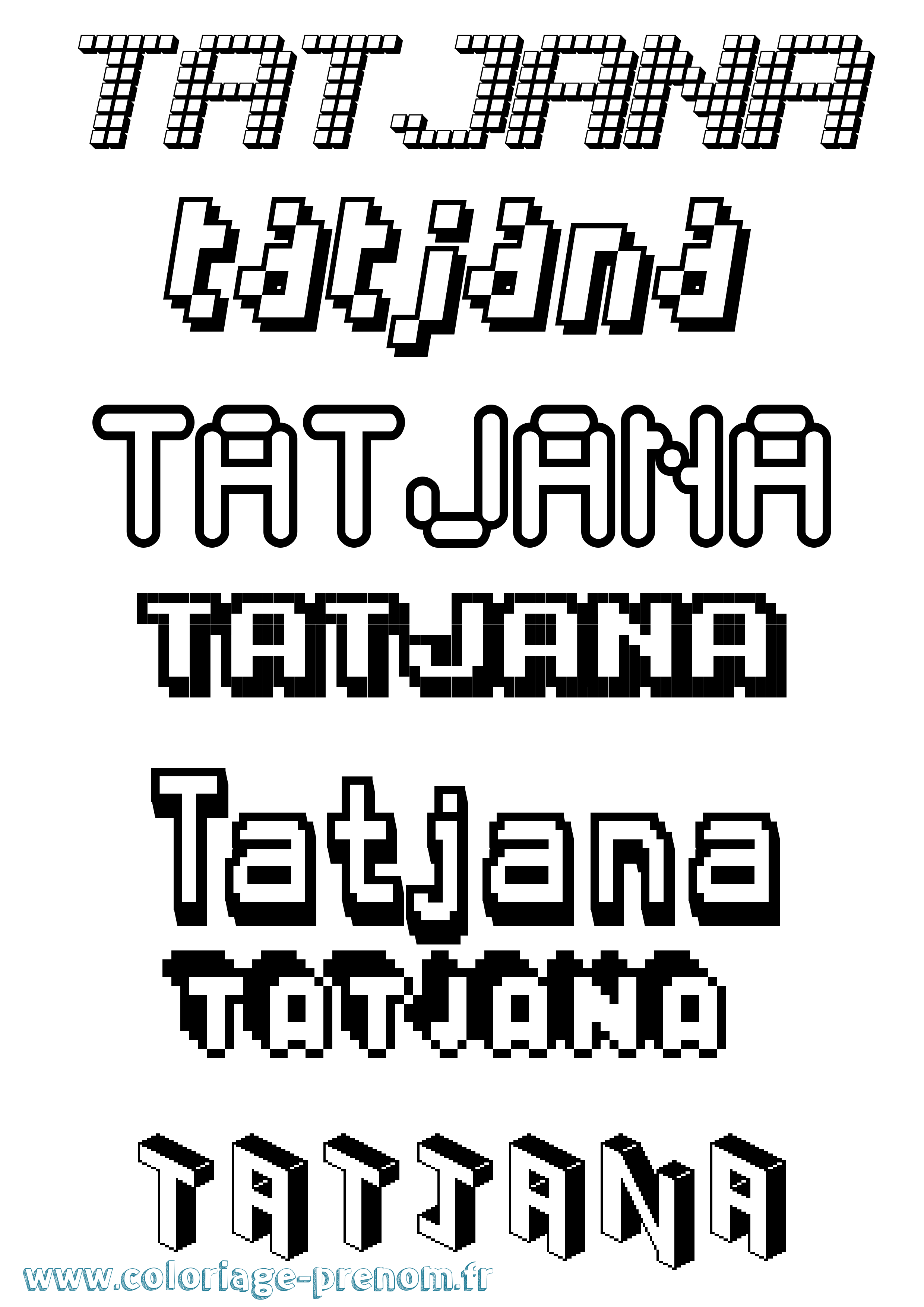 Coloriage prénom Tatjana Pixel