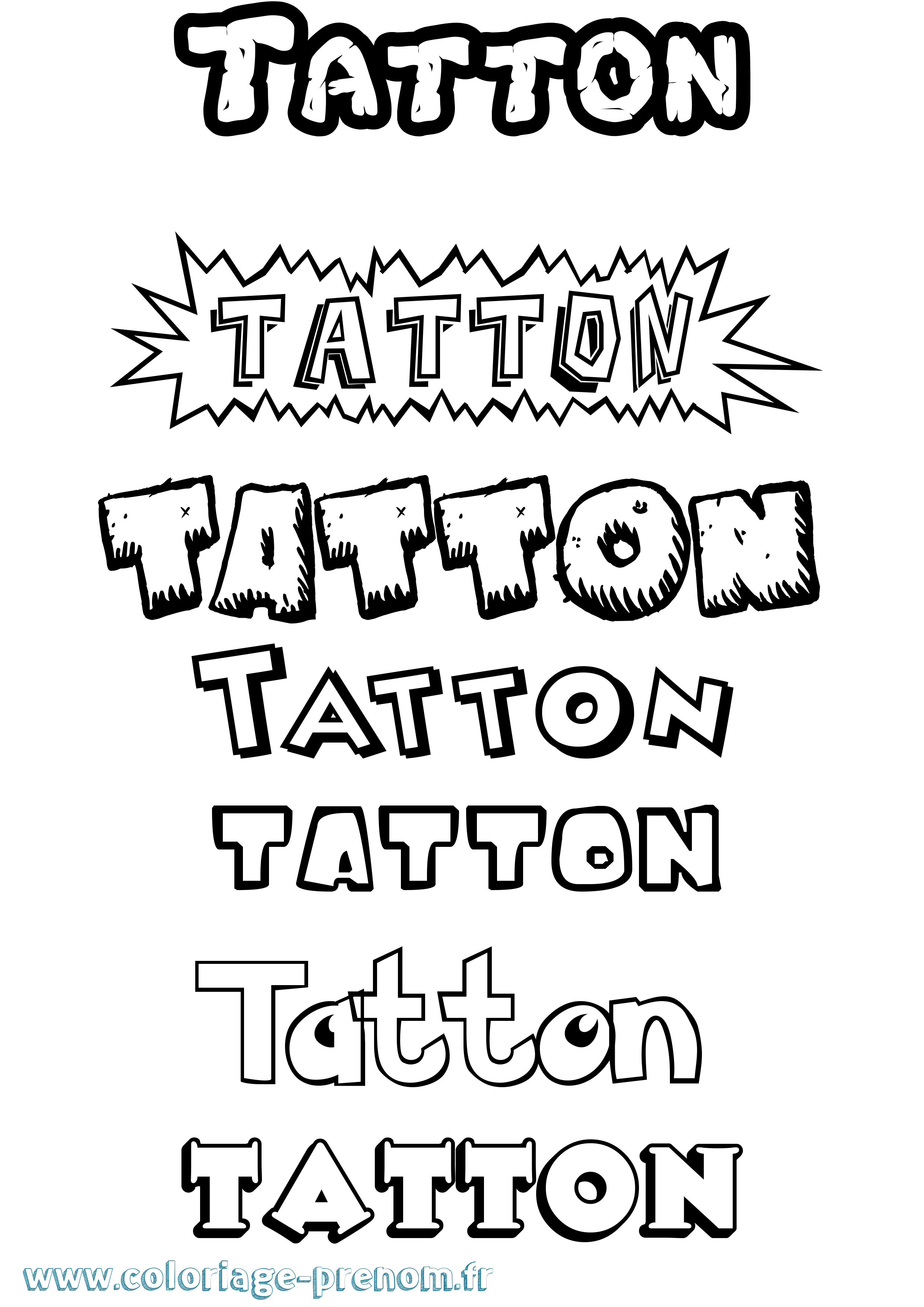 Coloriage prénom Tatton Dessin Animé