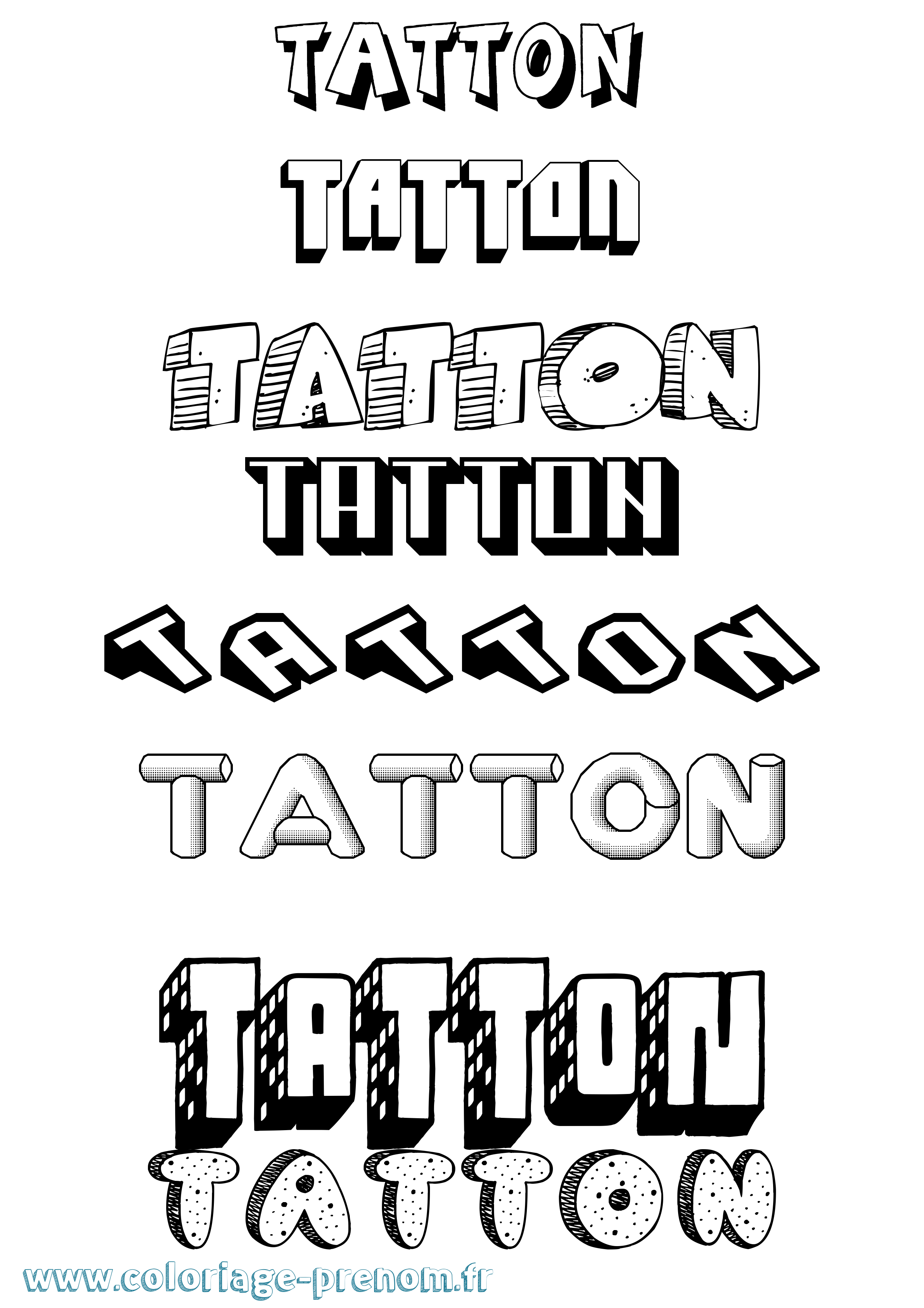Coloriage prénom Tatton Effet 3D