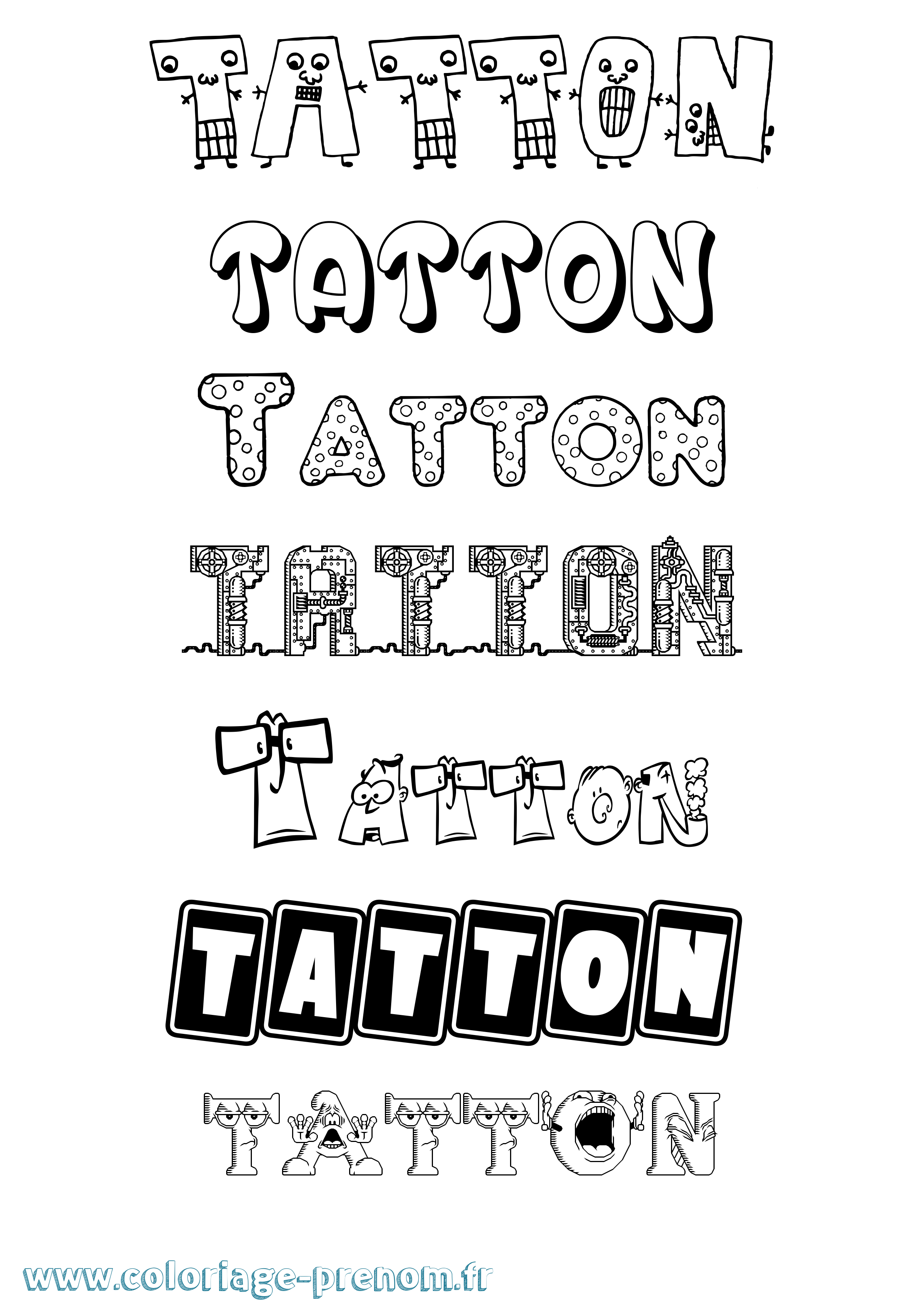 Coloriage prénom Tatton Fun