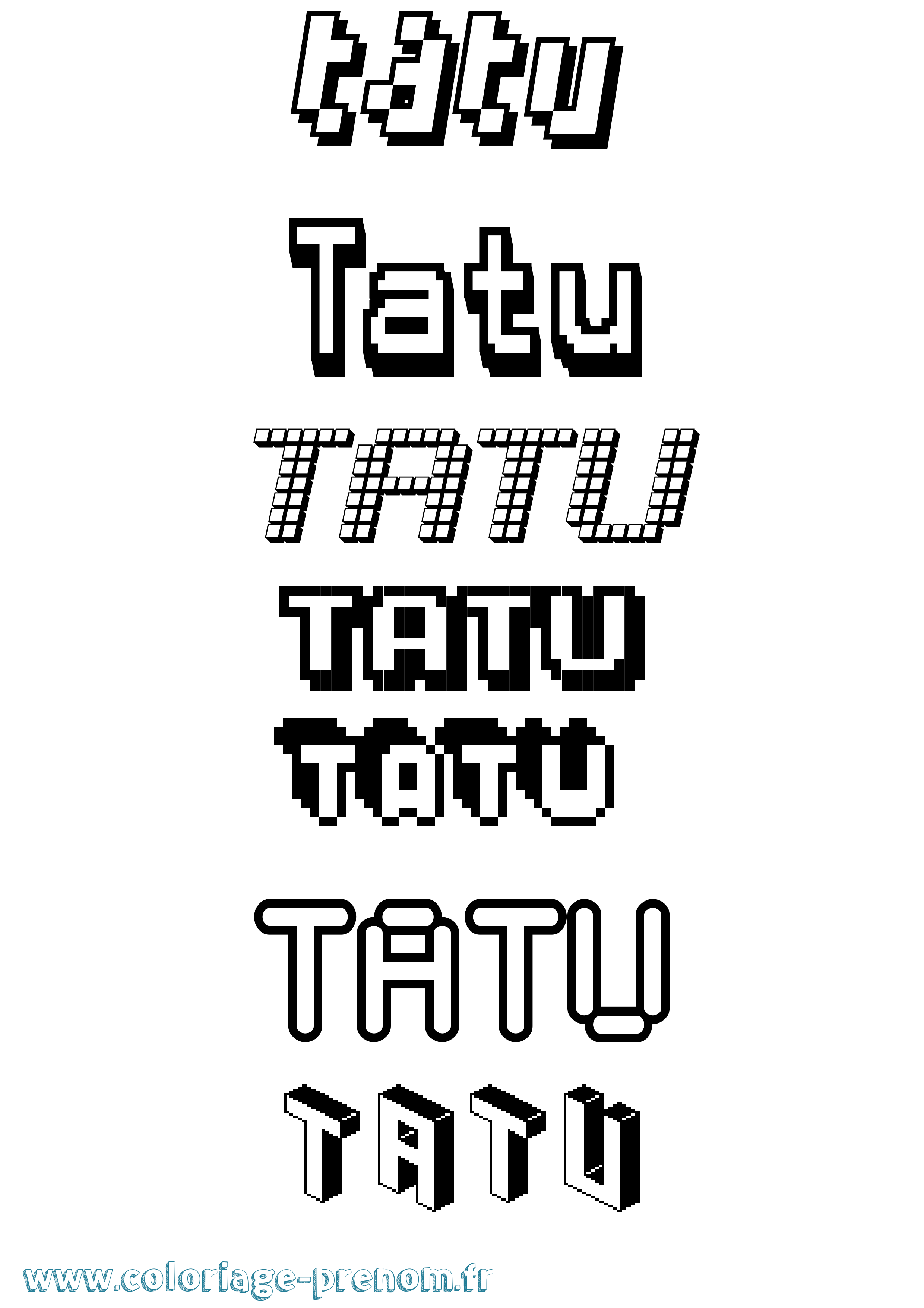 Coloriage prénom Tatu Pixel