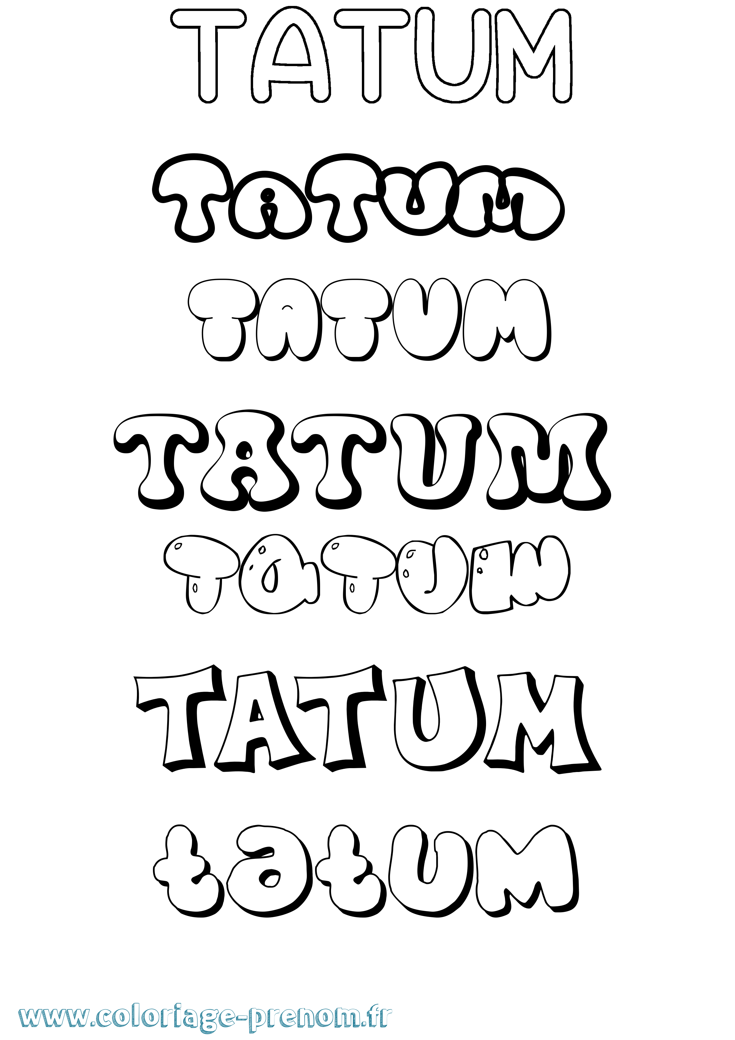 Coloriage Tatum Bubble Coloriage prénom Tatum Bubble