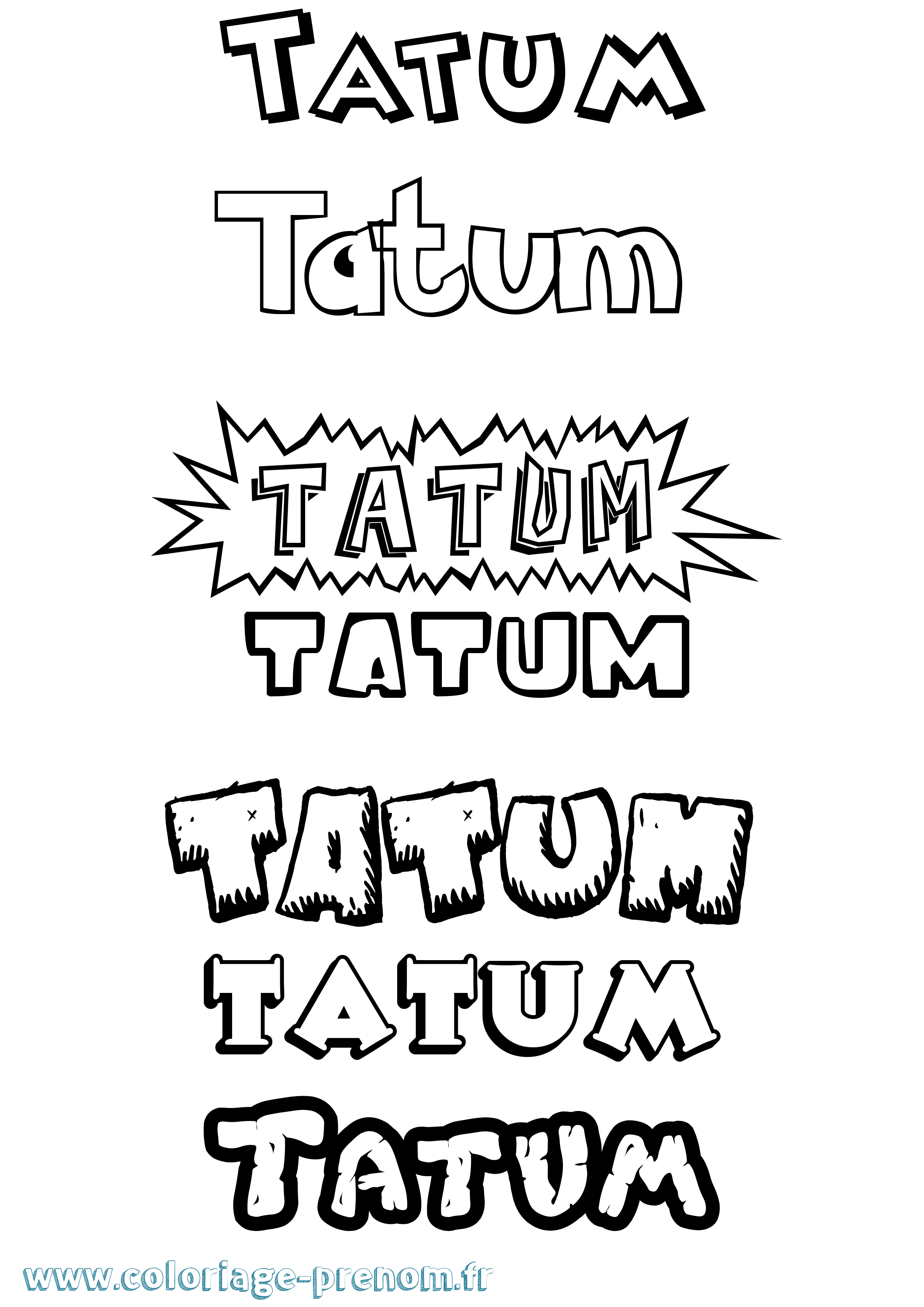 Coloriage prénom Tatum Dessin Animé