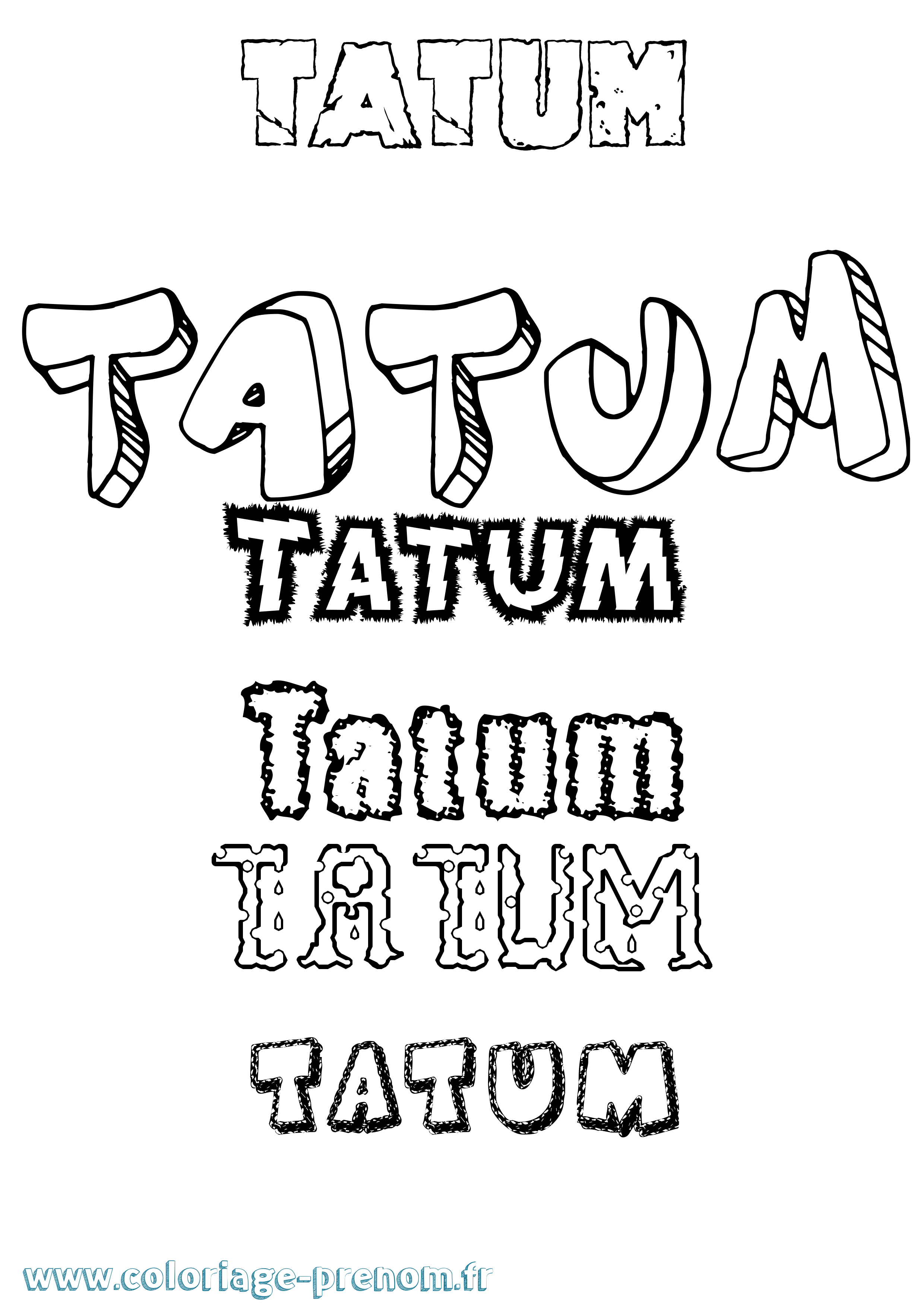 Coloriage Tatum Destructuré Coloriage prénom Tatum Destructuré