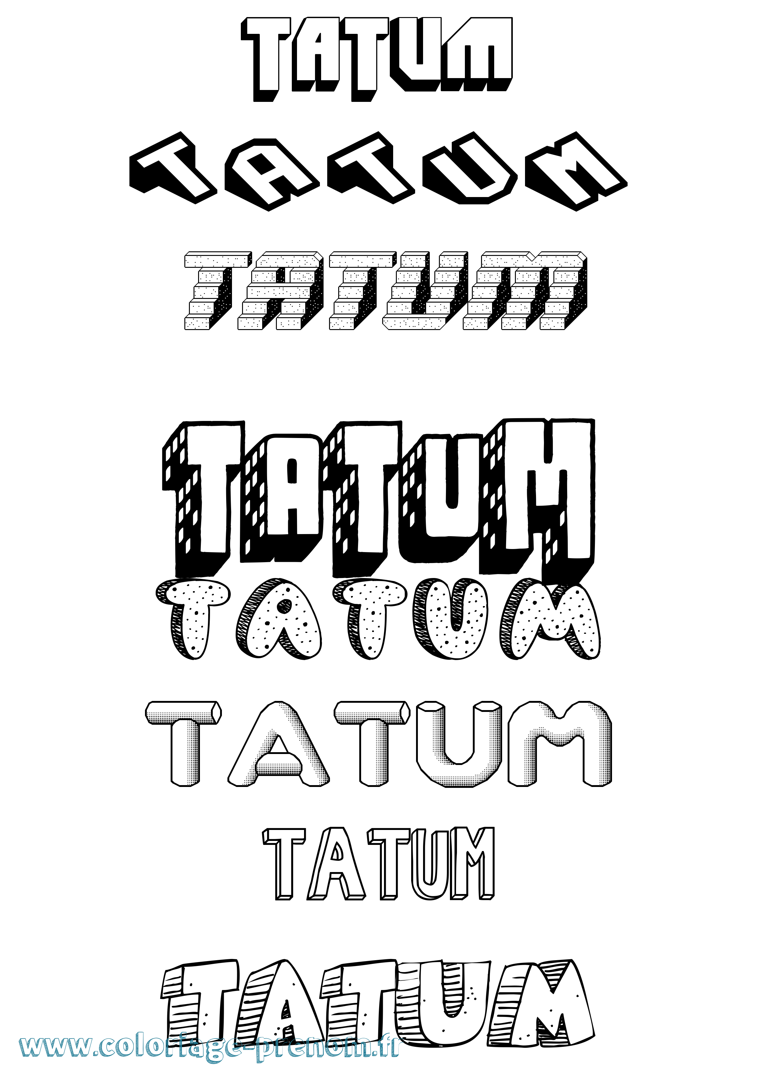 Coloriage Tatum Effet 3D Coloriage prénom Tatum Effet 3D