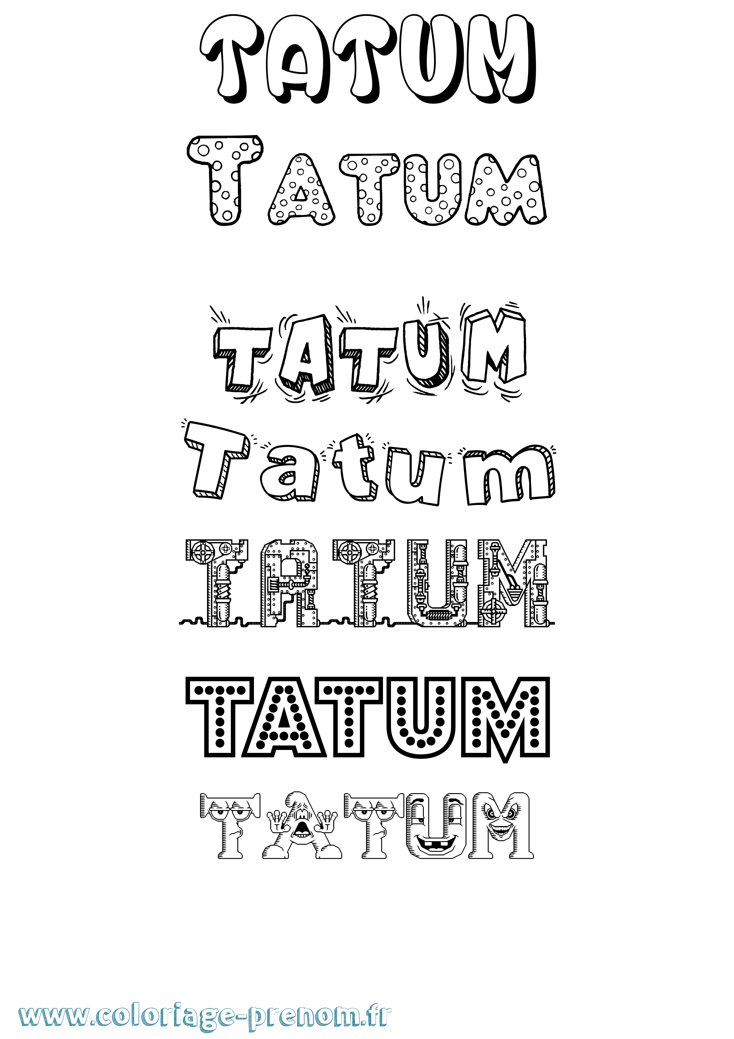 Coloriage prénom Tatum Fun