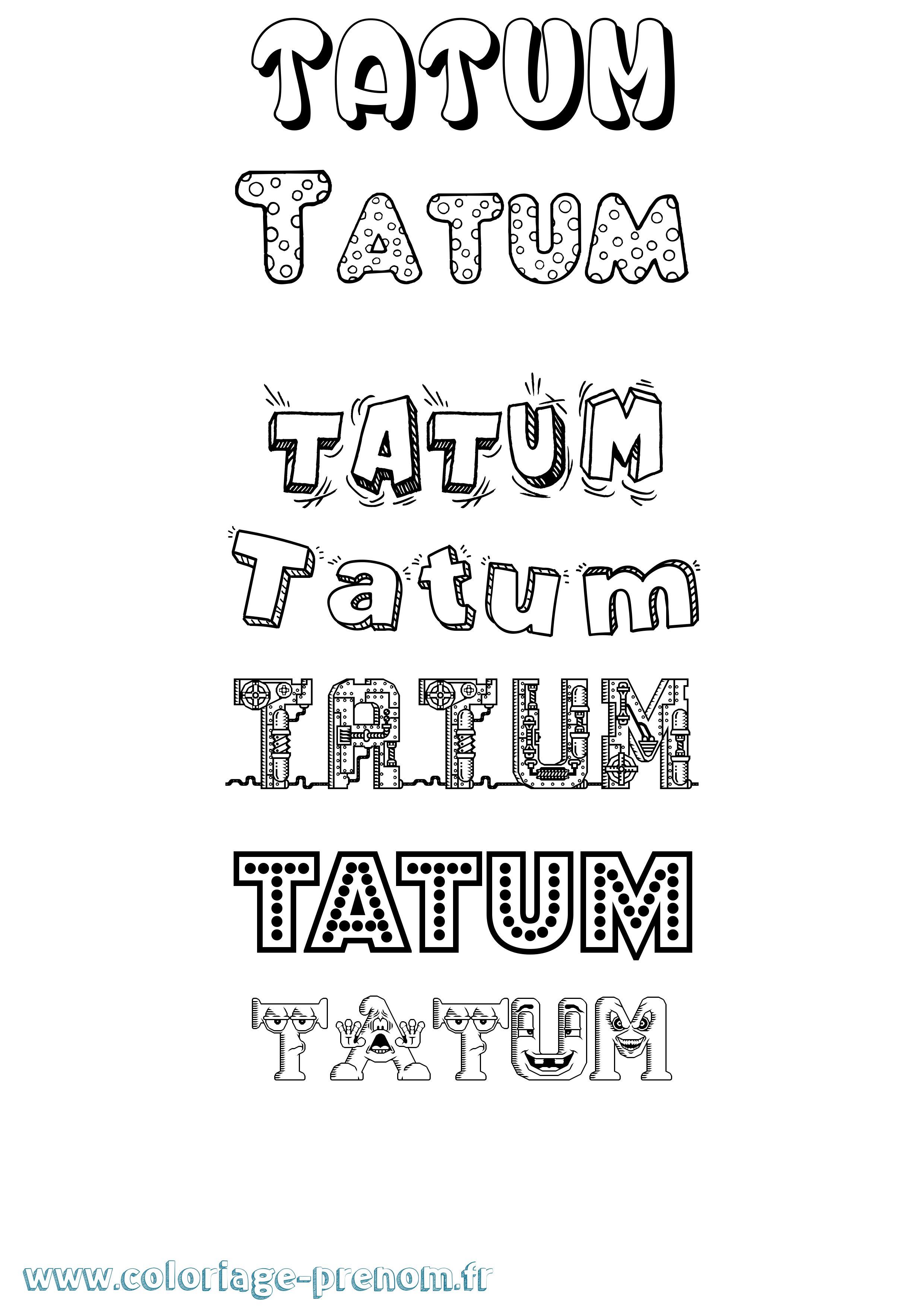 Coloriage Tatum Fun Coloriage prénom Tatum Fun