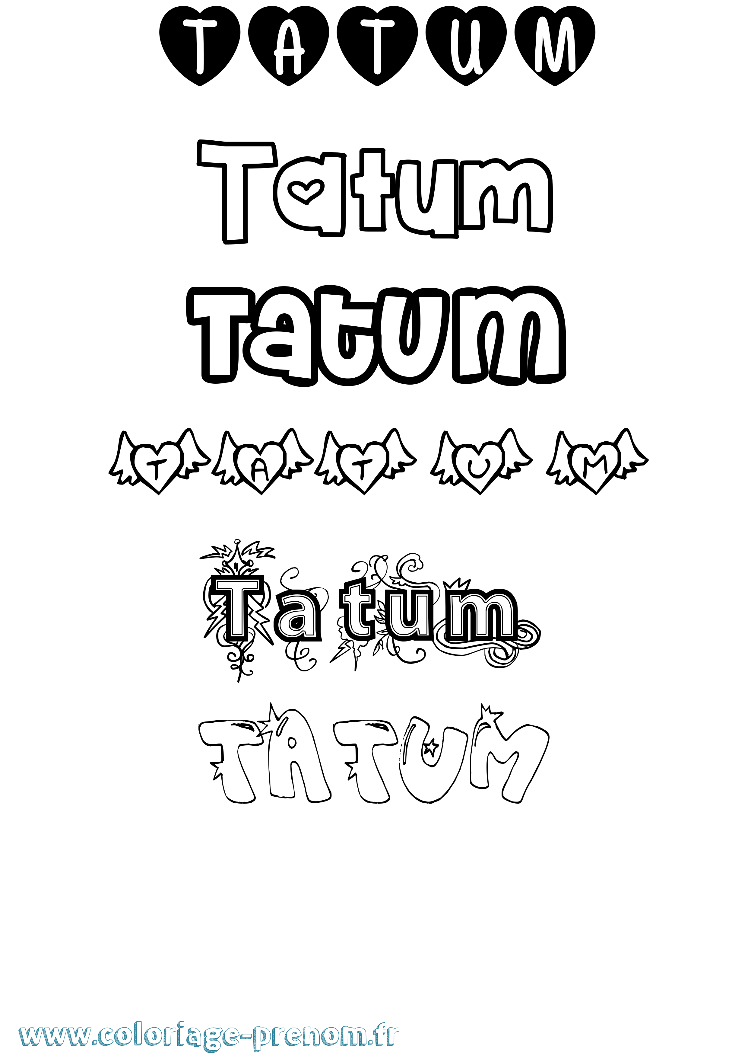 Coloriage Tatum Girly Coloriage prénom Tatum Girly