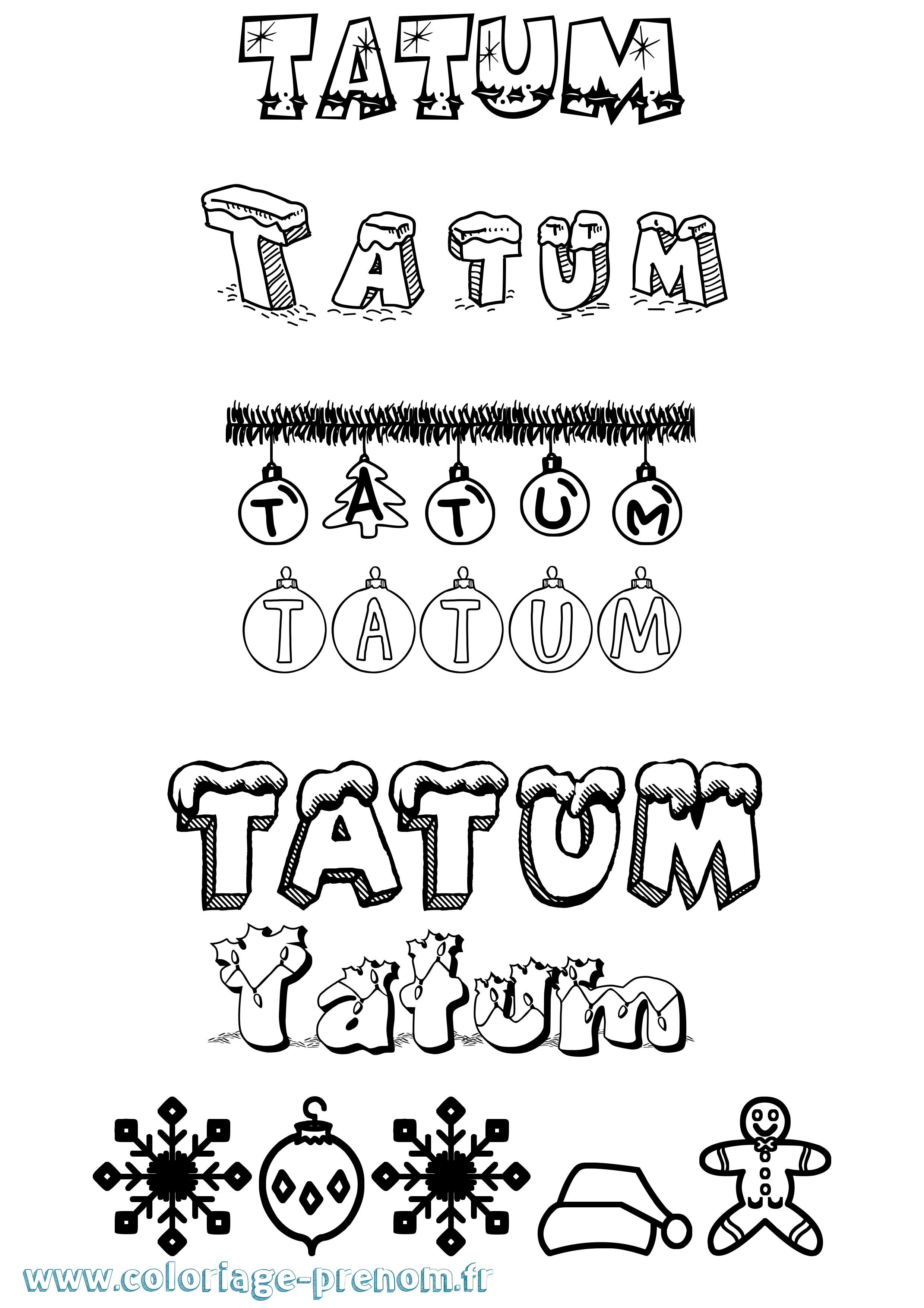 Coloriage Tatum Noël Coloriage prénom Tatum Noël