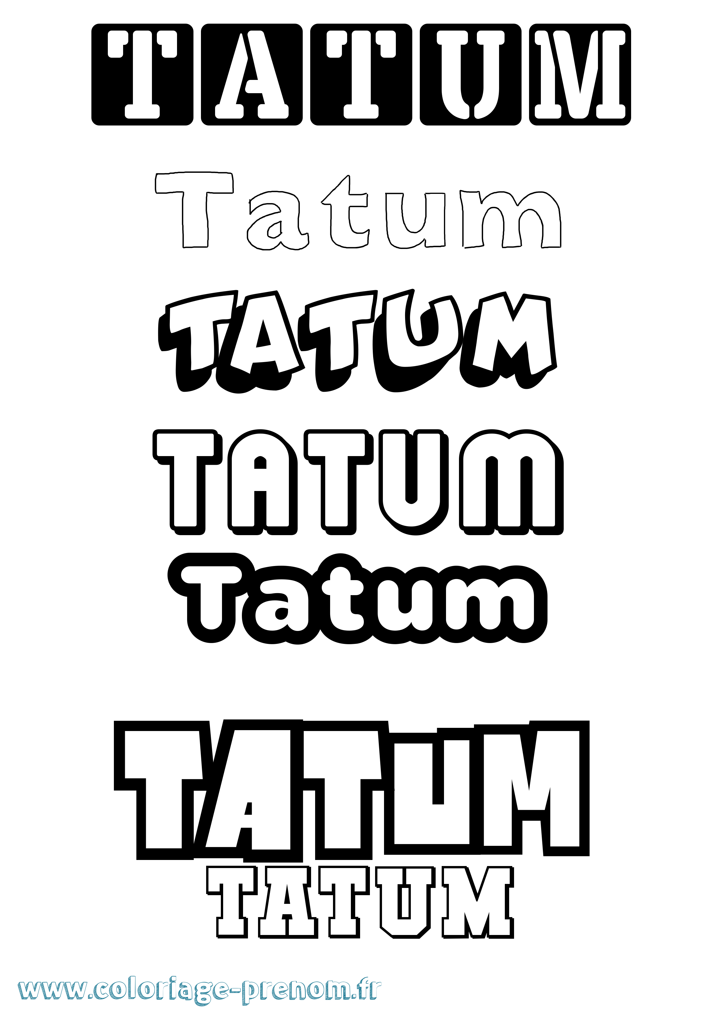 Coloriage Tatum Simple Coloriage prénom Tatum Simple