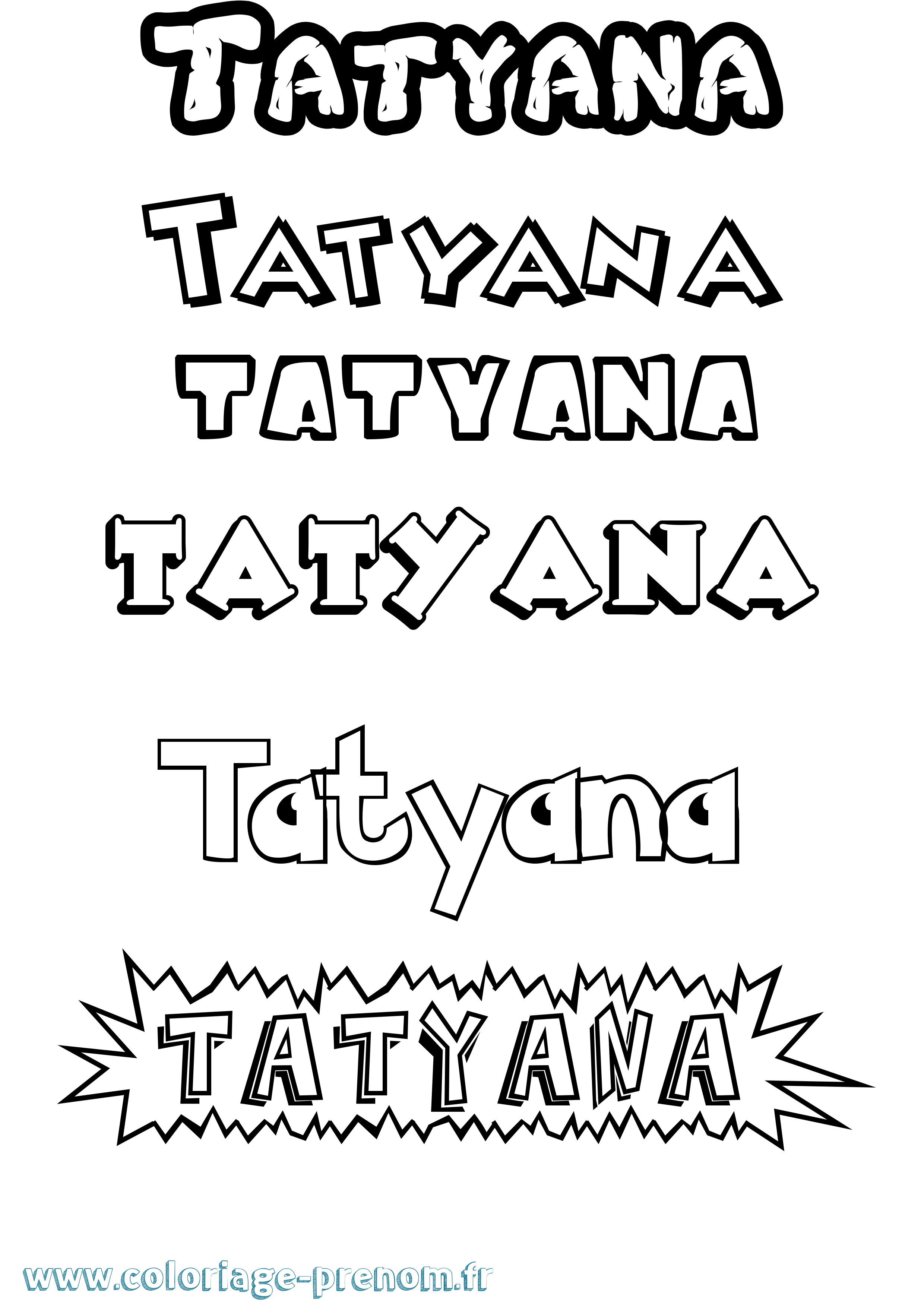 Coloriage Tatyana Dessin Animé Coloriage prénom Tatyana Dessin Animé