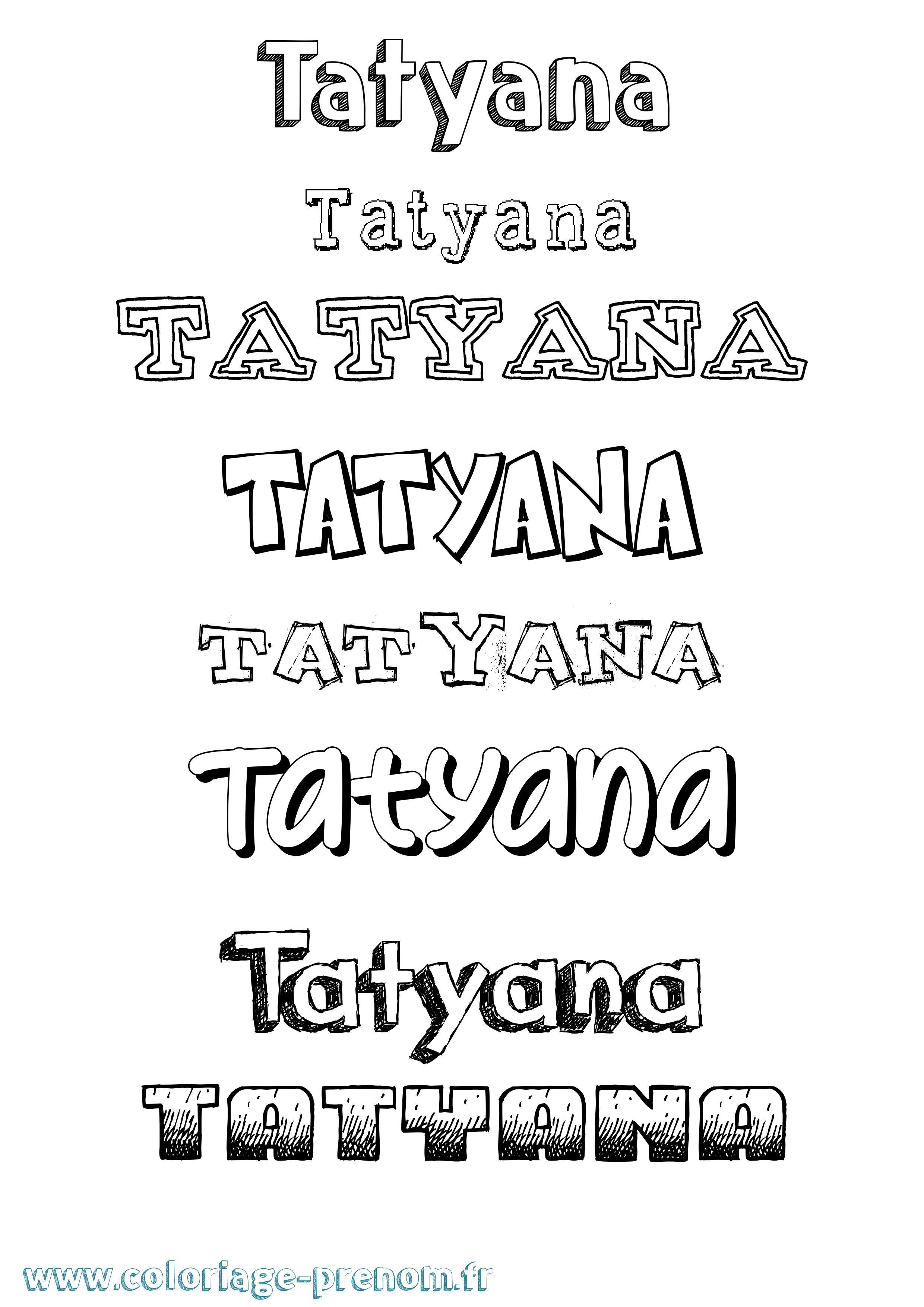 Coloriage Tatyana Dessiné Coloriage prénom Tatyana Dessiné