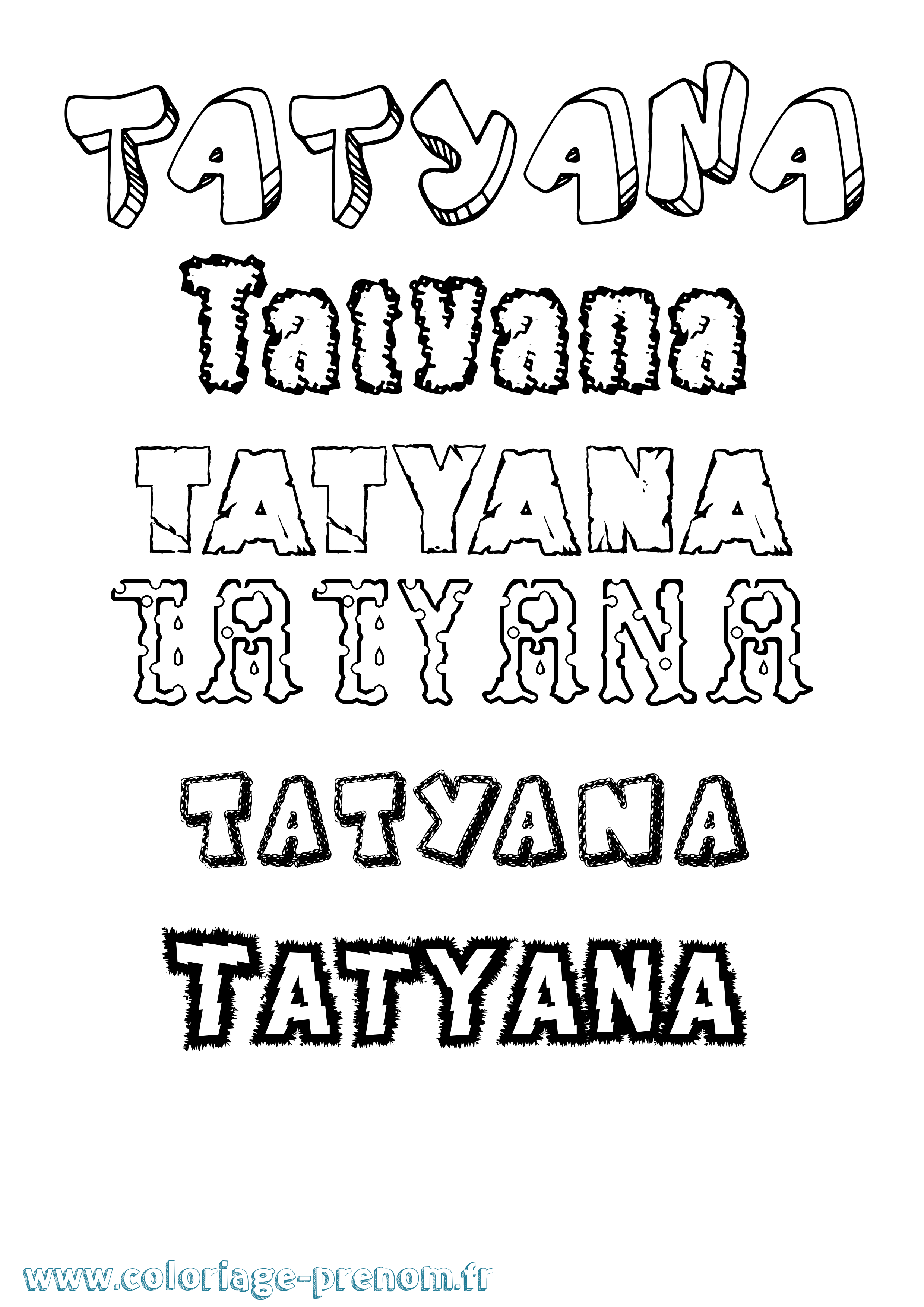 Coloriage Tatyana Destructuré Coloriage prénom Tatyana Destructuré